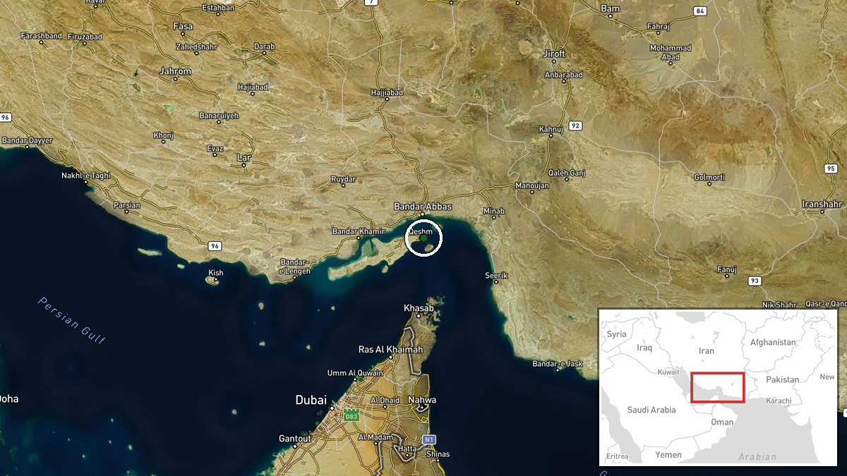 Strait of Hormuz, Iran-Oman Waters — Drone Shootdown location map