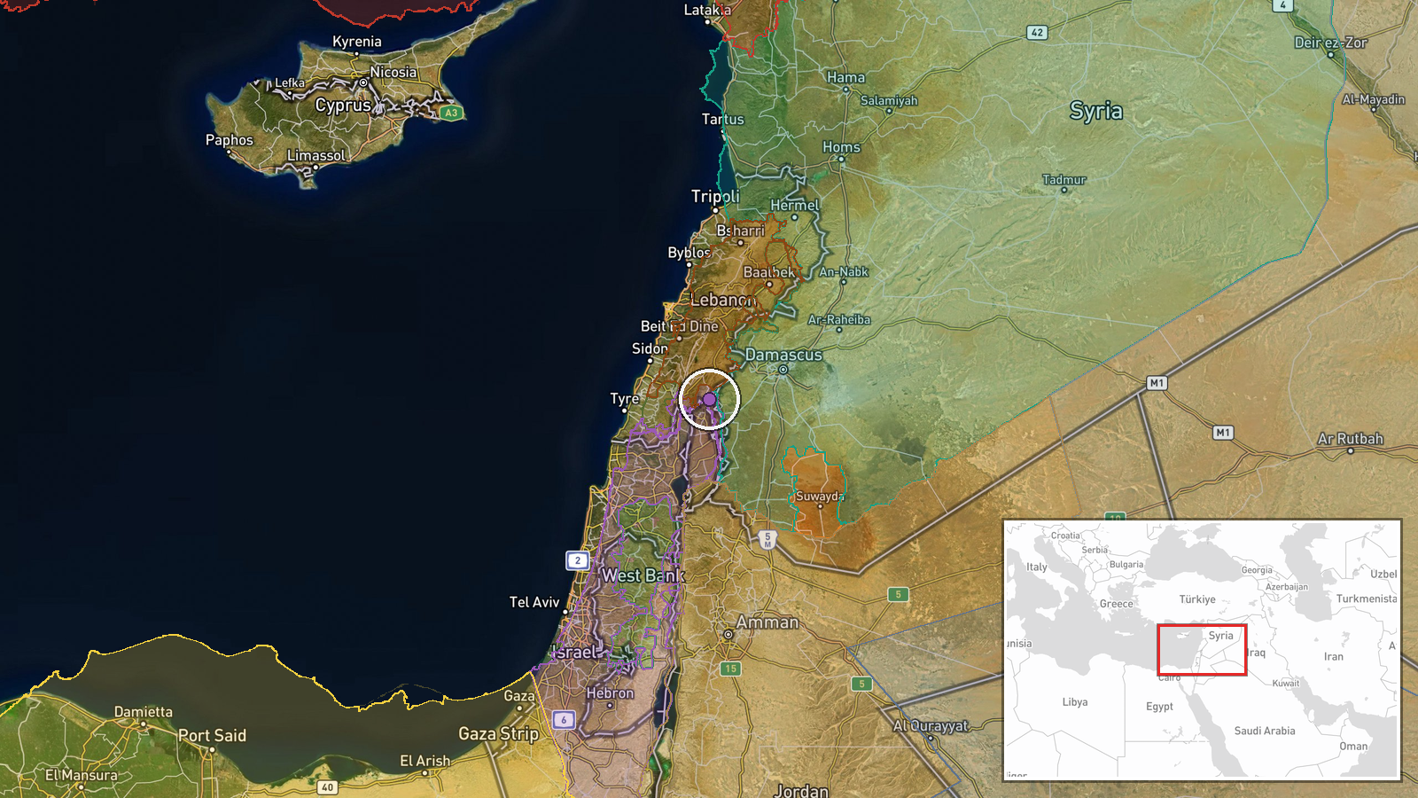 North of Quneitra, Quneitra Governorate, Syria — Deployment location map