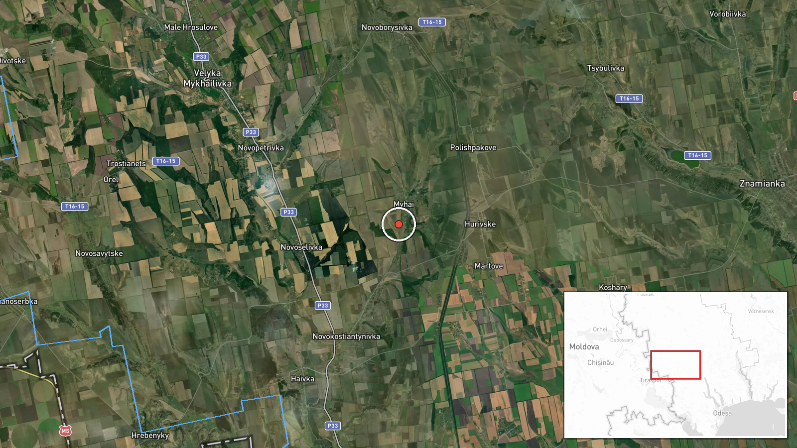 Odesa Oblast, Ukraine — Artillery location map