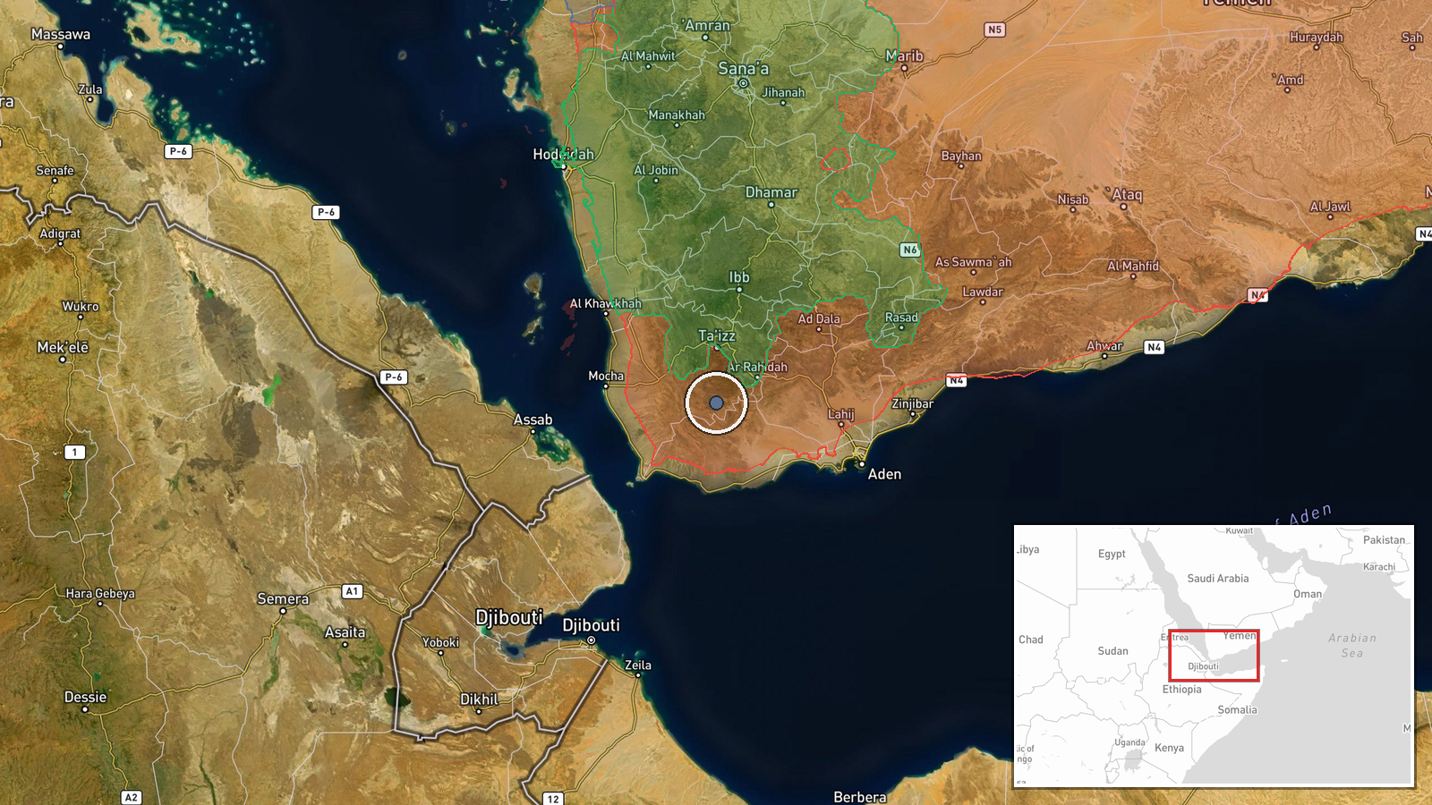 Kadaha, Taiz Governorate, Yemen — Combat location map