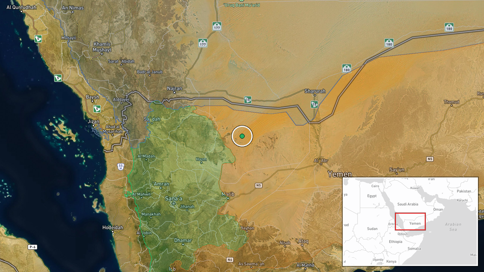 Al Jawf Governorate, Yemen — Deployment location map
