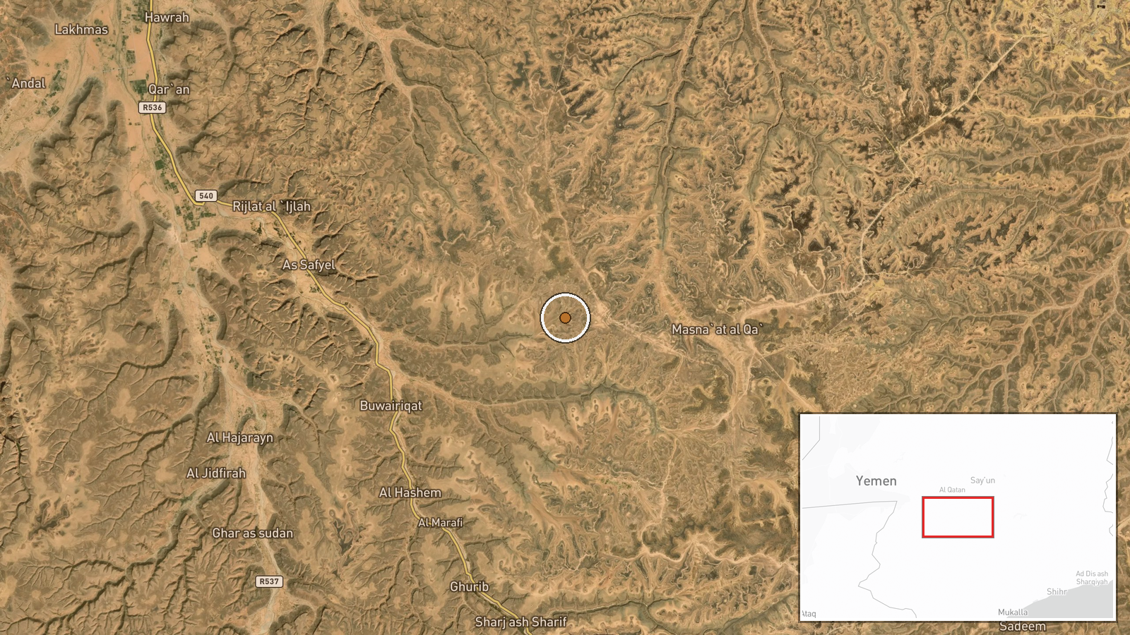 Yemen — Artillery location map