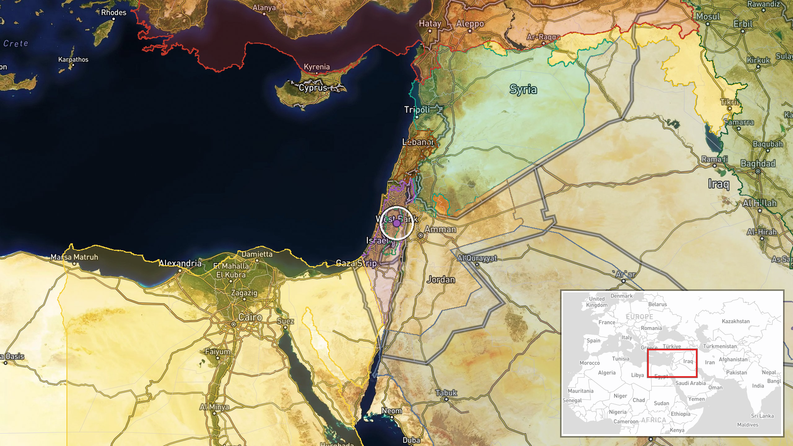 Deir al-Hatab, West Bank — Security location map