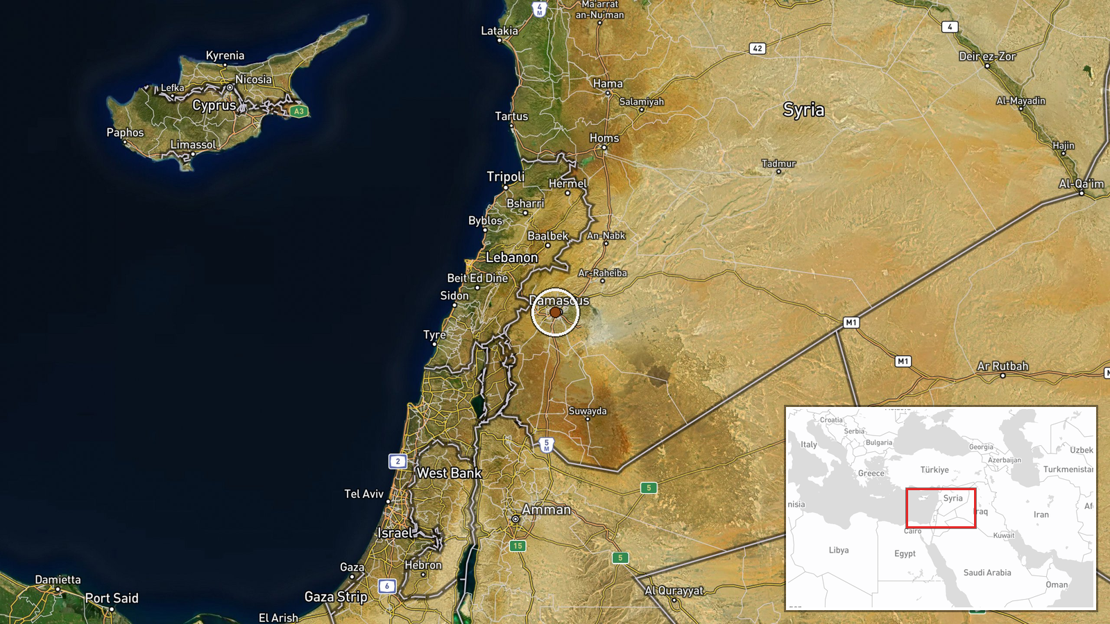 Damascus, Syria — Security location map