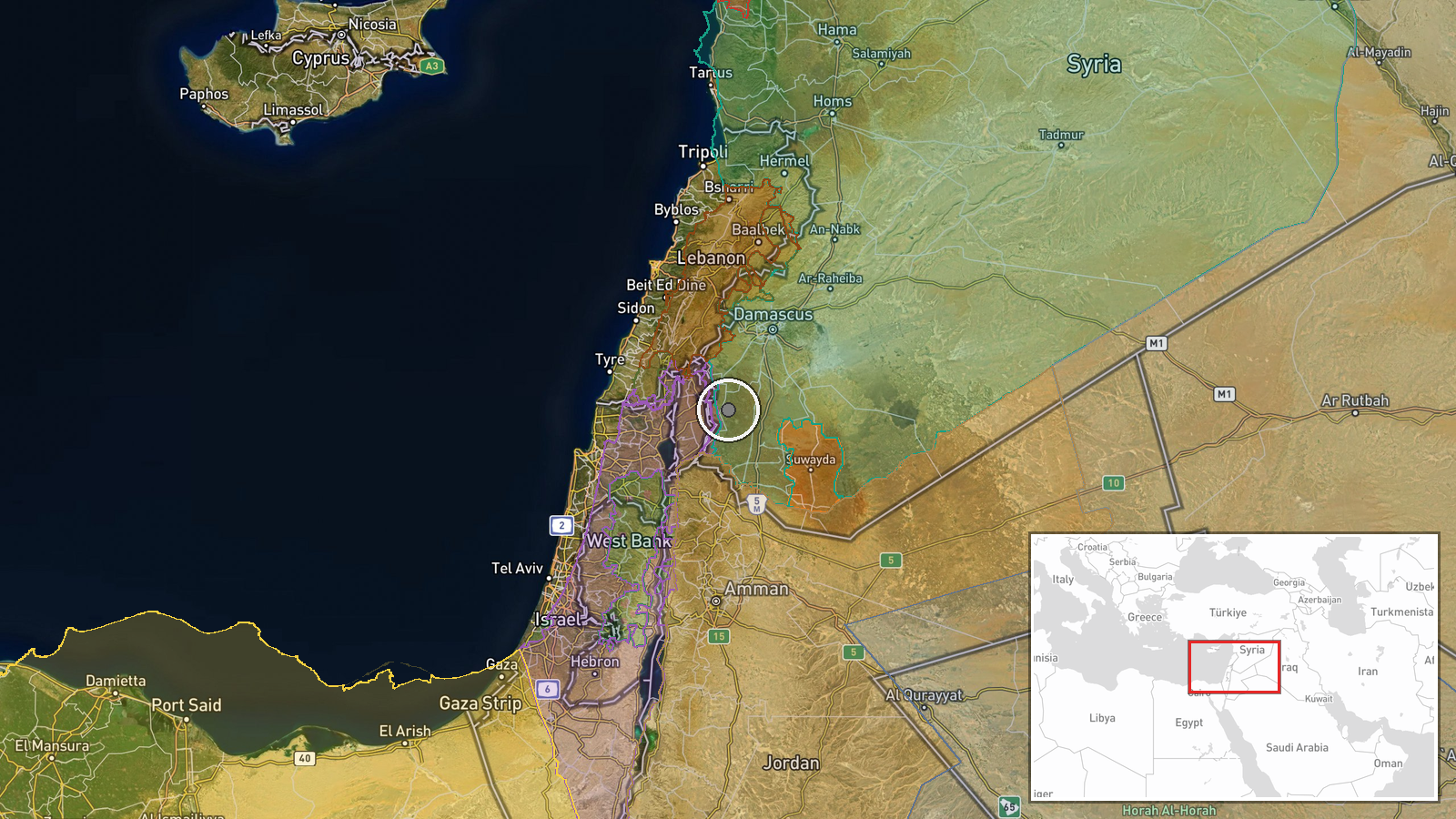Al-Hara, Daraa Governorate, Syria — Security location map