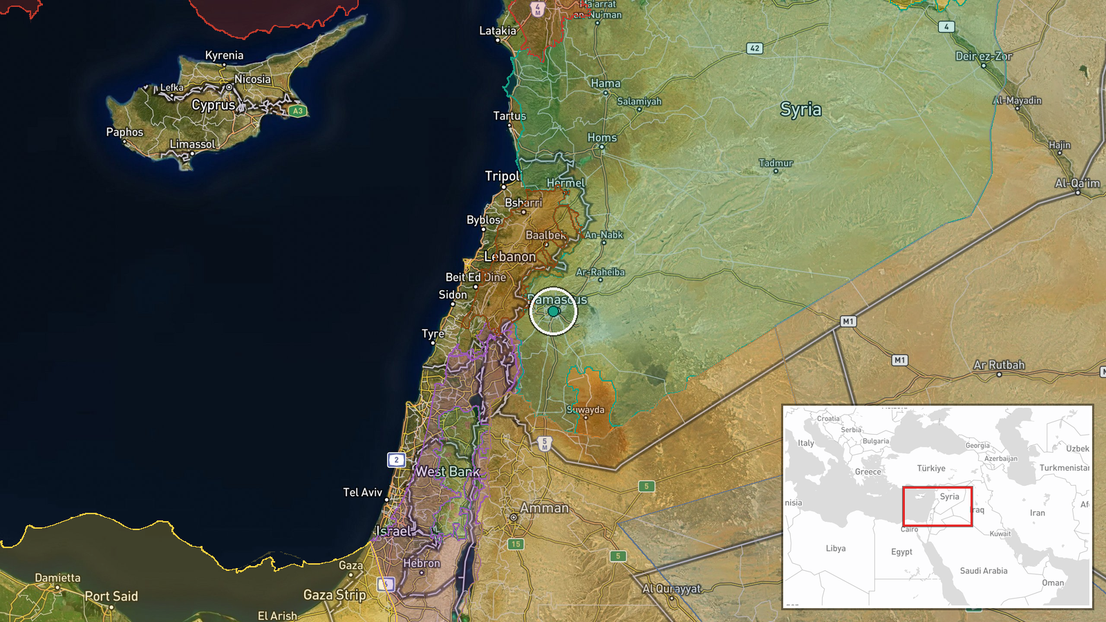 Damascus, Rif Dimashq Governorate, Syria — Humanitarian Aid location map