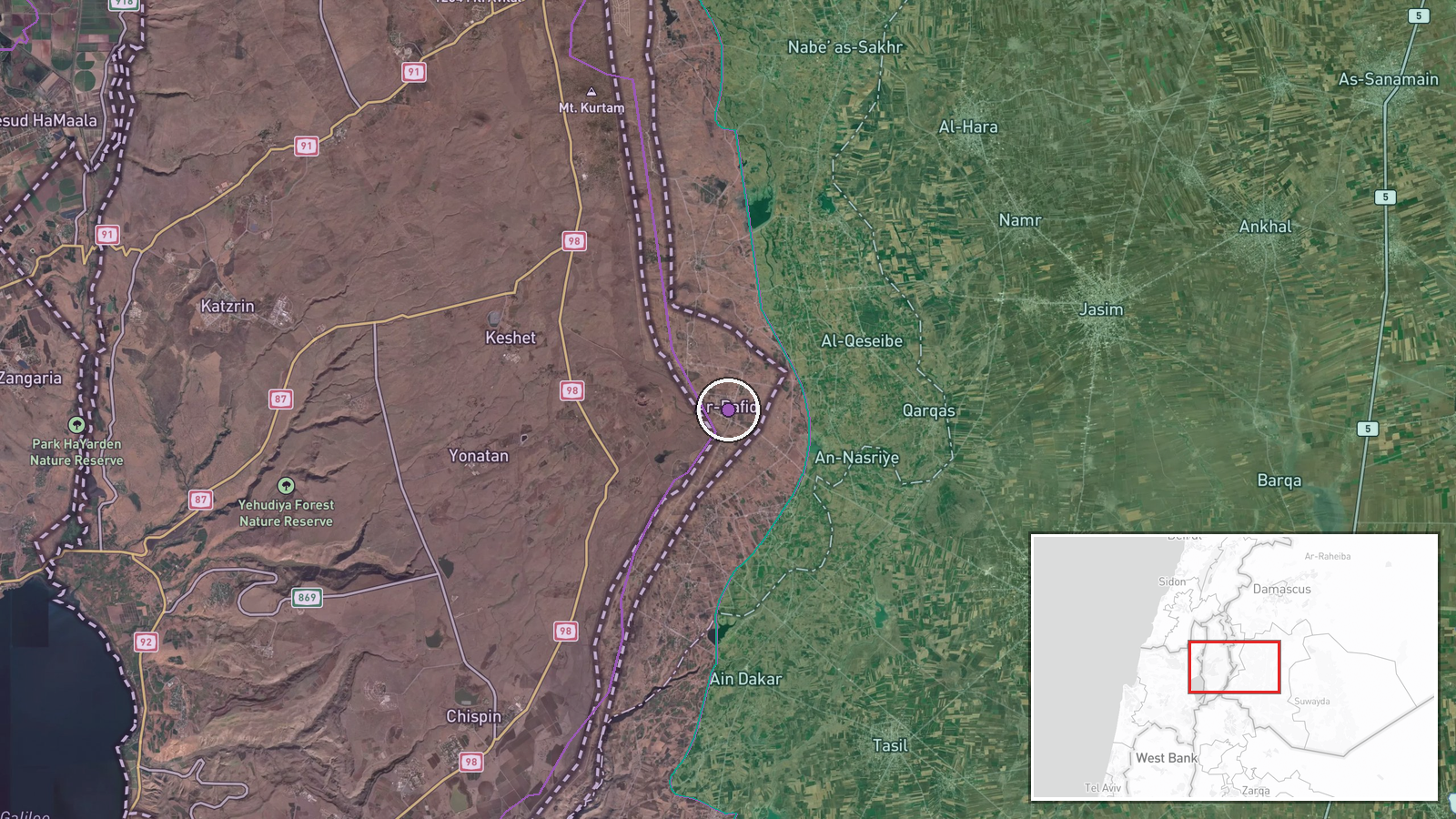 Rafid, Quneitra Governorate, Syria — UAS Strike location map