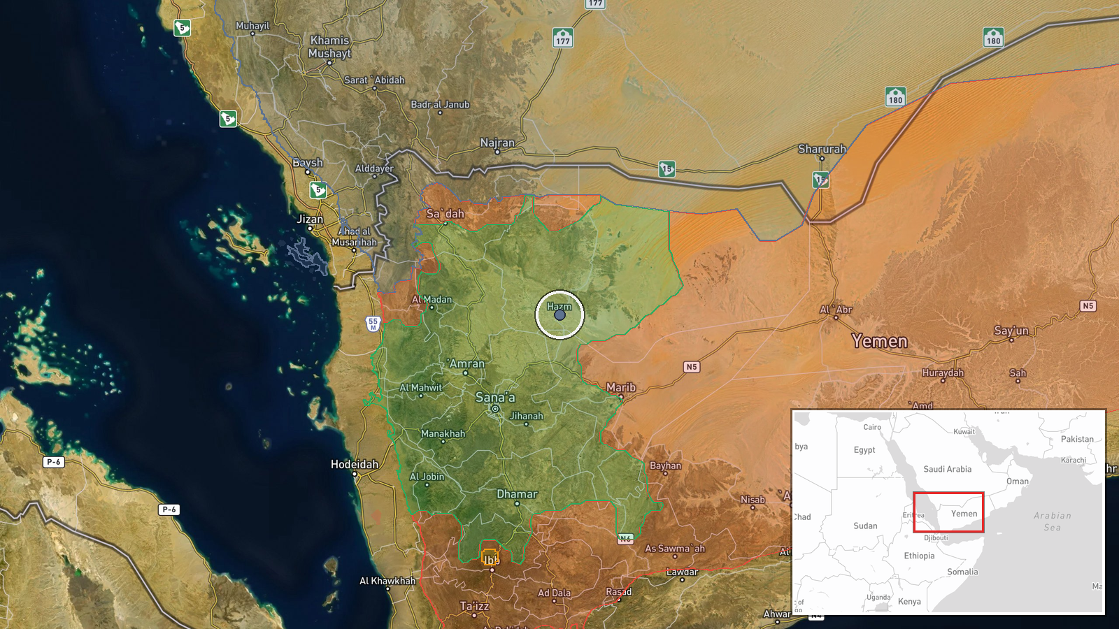 Al Jawf Governorate, Yemen — Combat location map