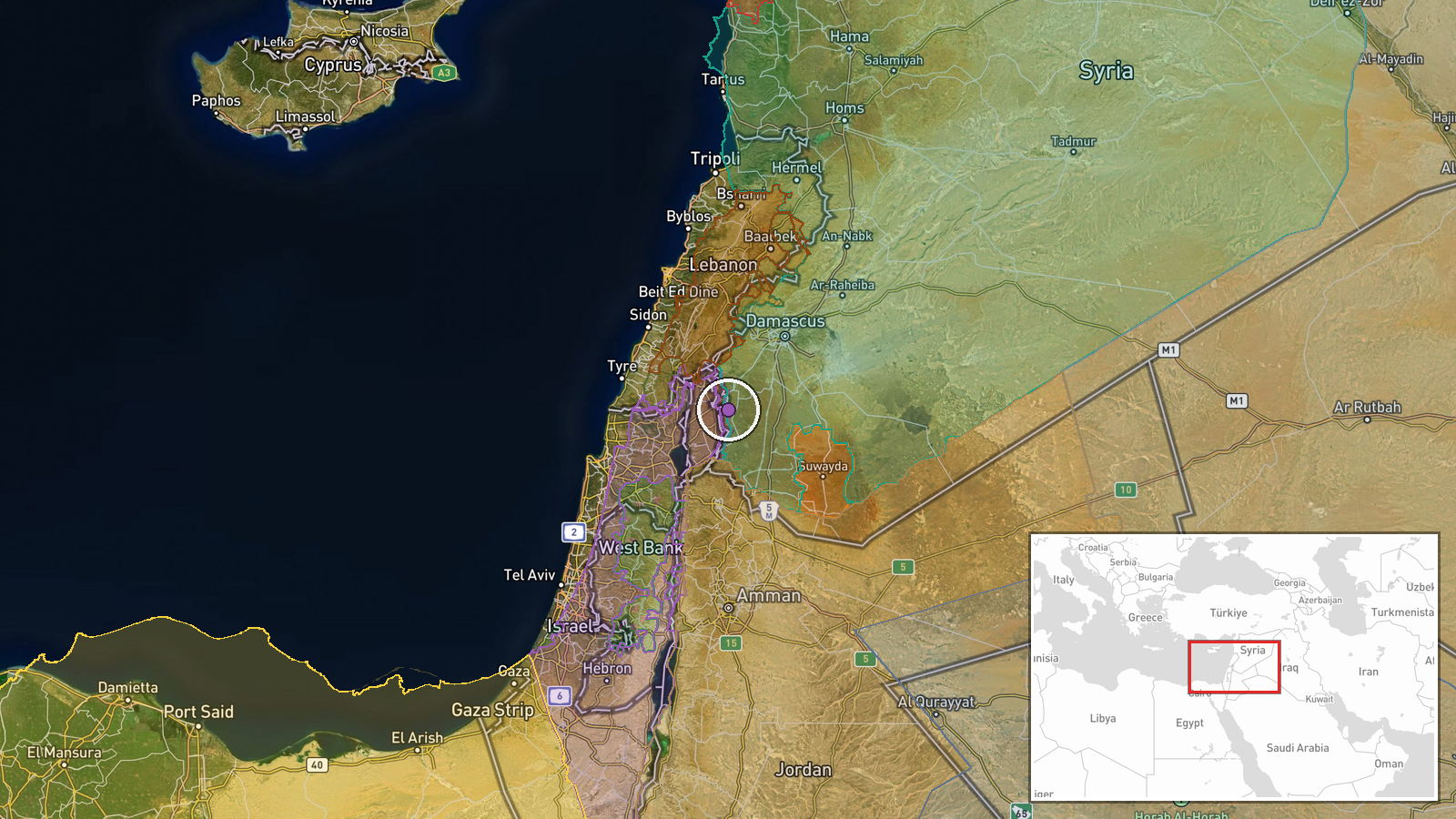 Ofaniya, Quneitra Governorate, Syria — Deployment location map