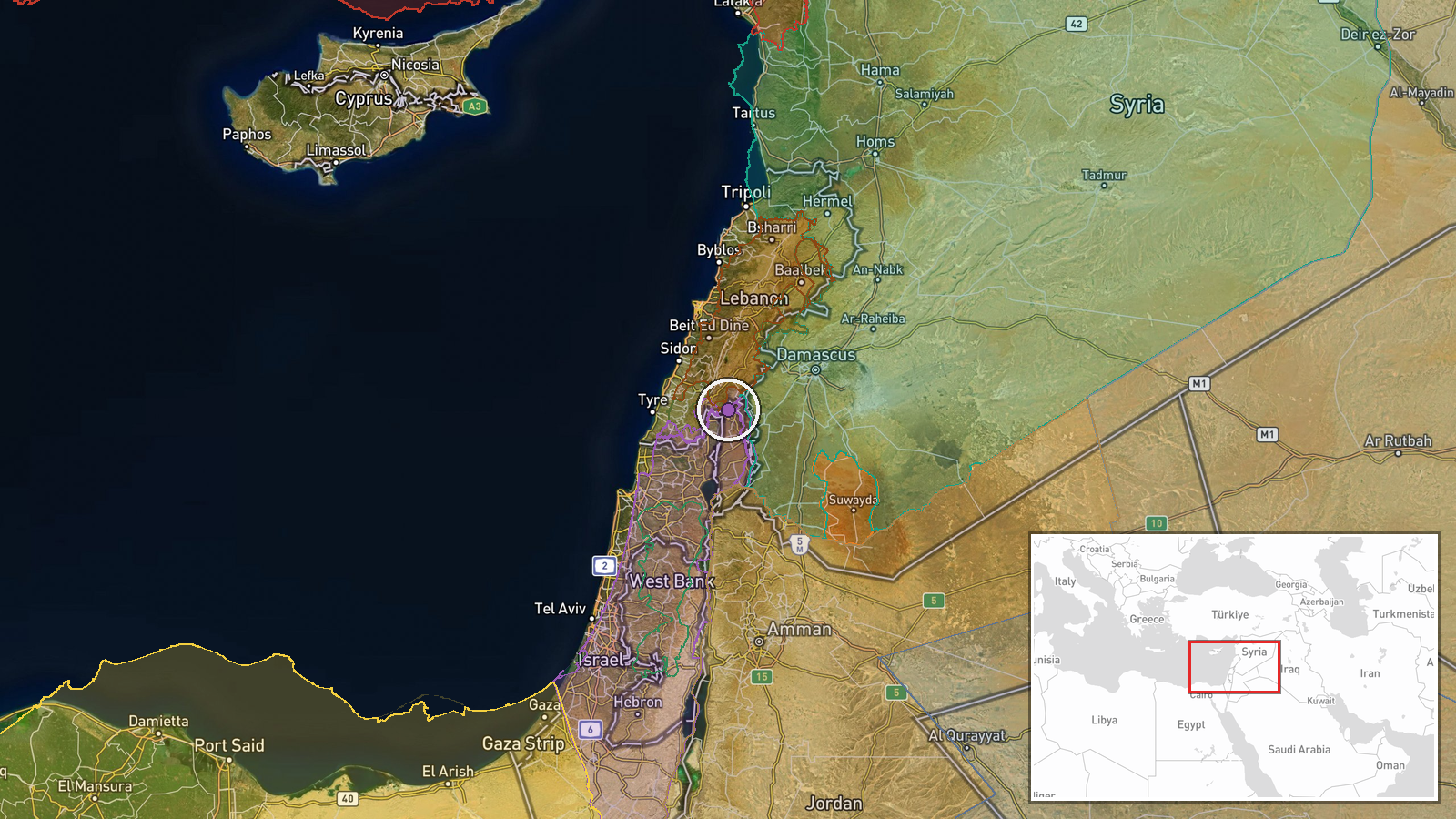 Near Al-Rafid, Quneitra Governorate, Syria — Security location map