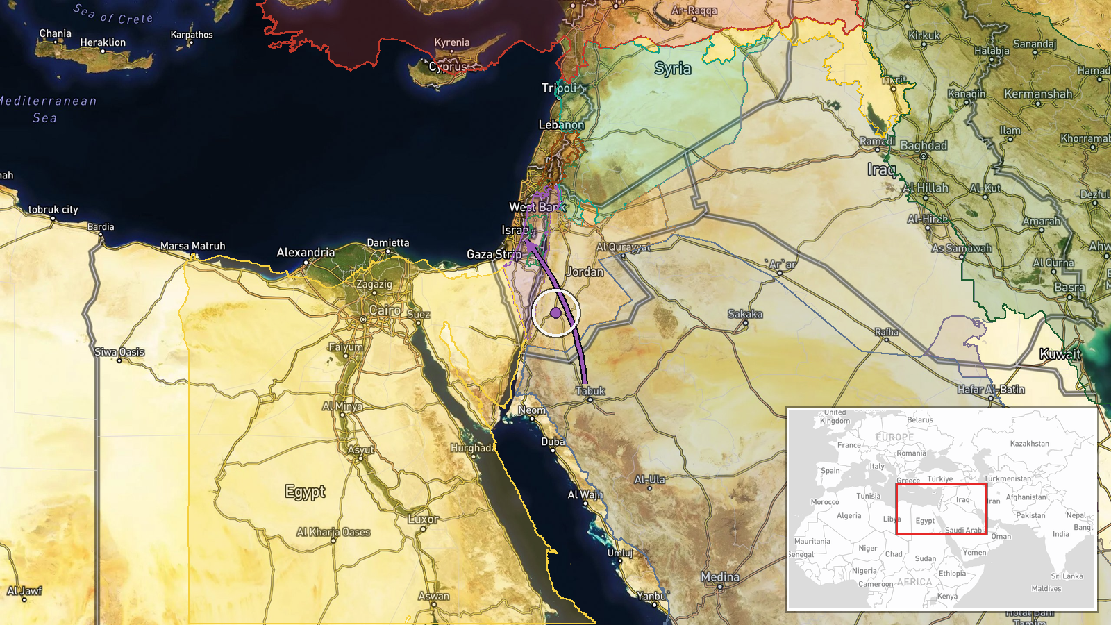 Ben Gurion Airport, Tel Aviv, Israel — Airspace Closure location map