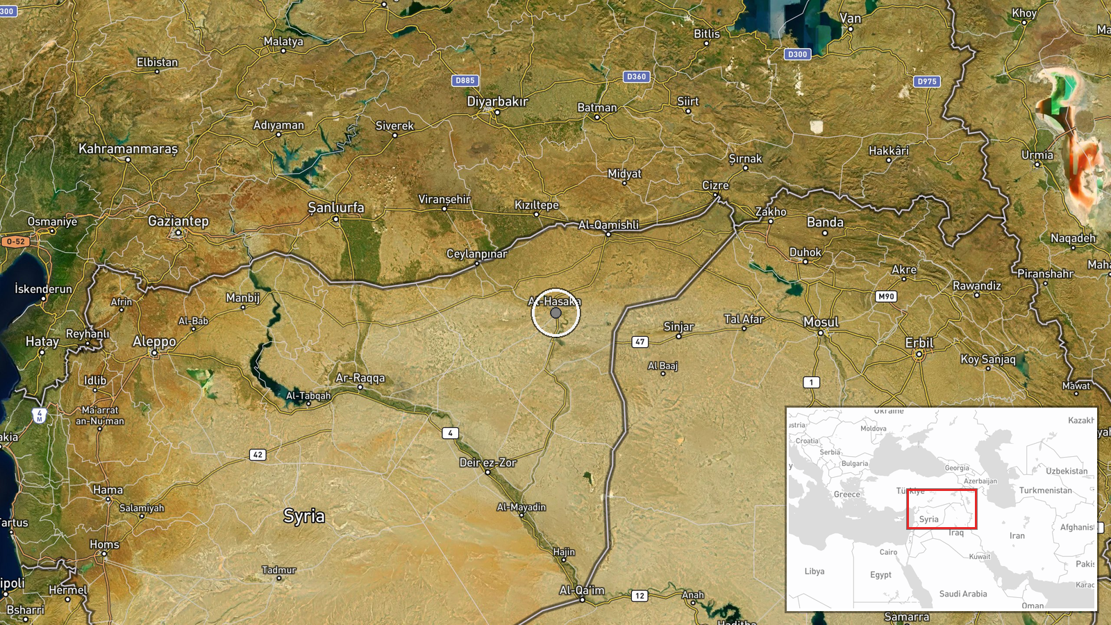 Gweiran and Aziziyah, Hasaka Governorate, Syria — Humanitarian Aid location map
