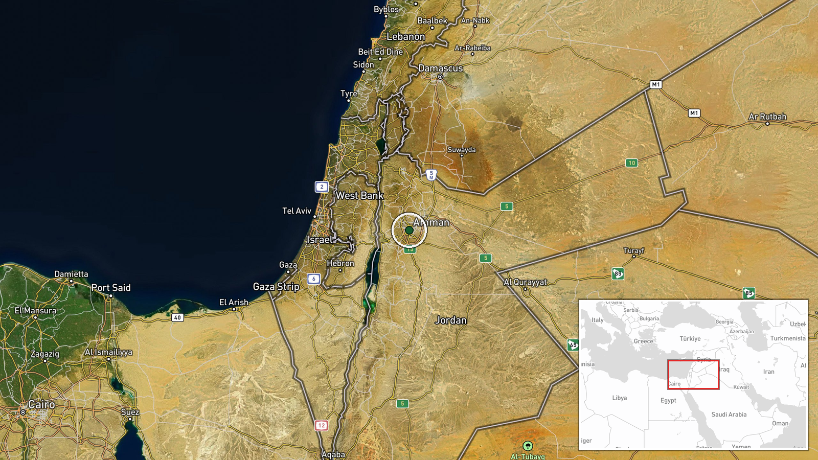 Amman, Jordan — Ballistic Missile location map