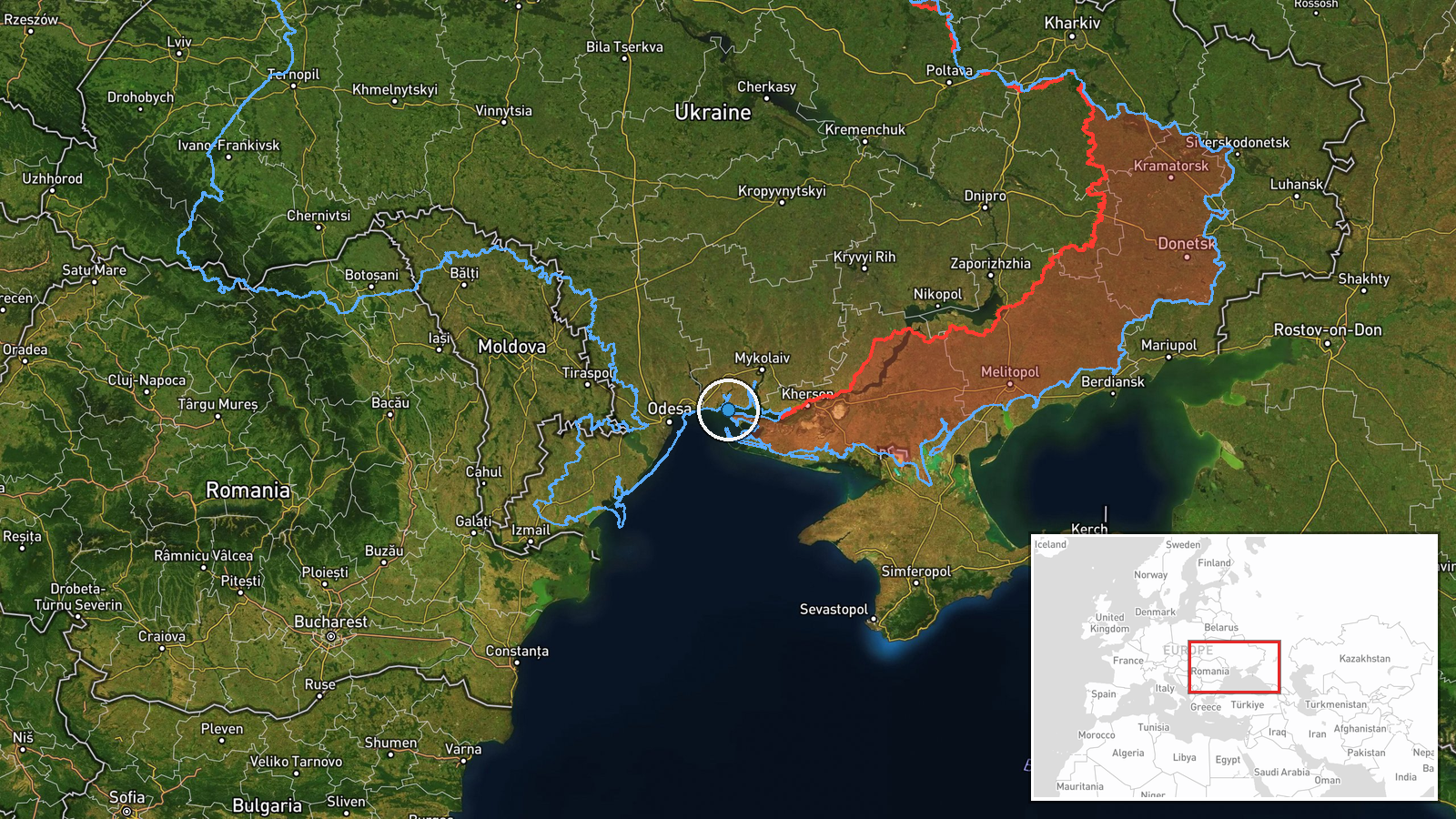Black Sea, off Ochakiv, Mykolaiv Oblast, Ukraine — Deployment location map