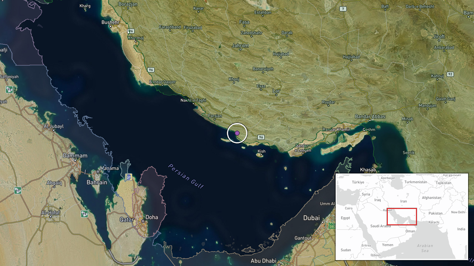 Kish Island, Persian Gulf, Iran — Naval location map