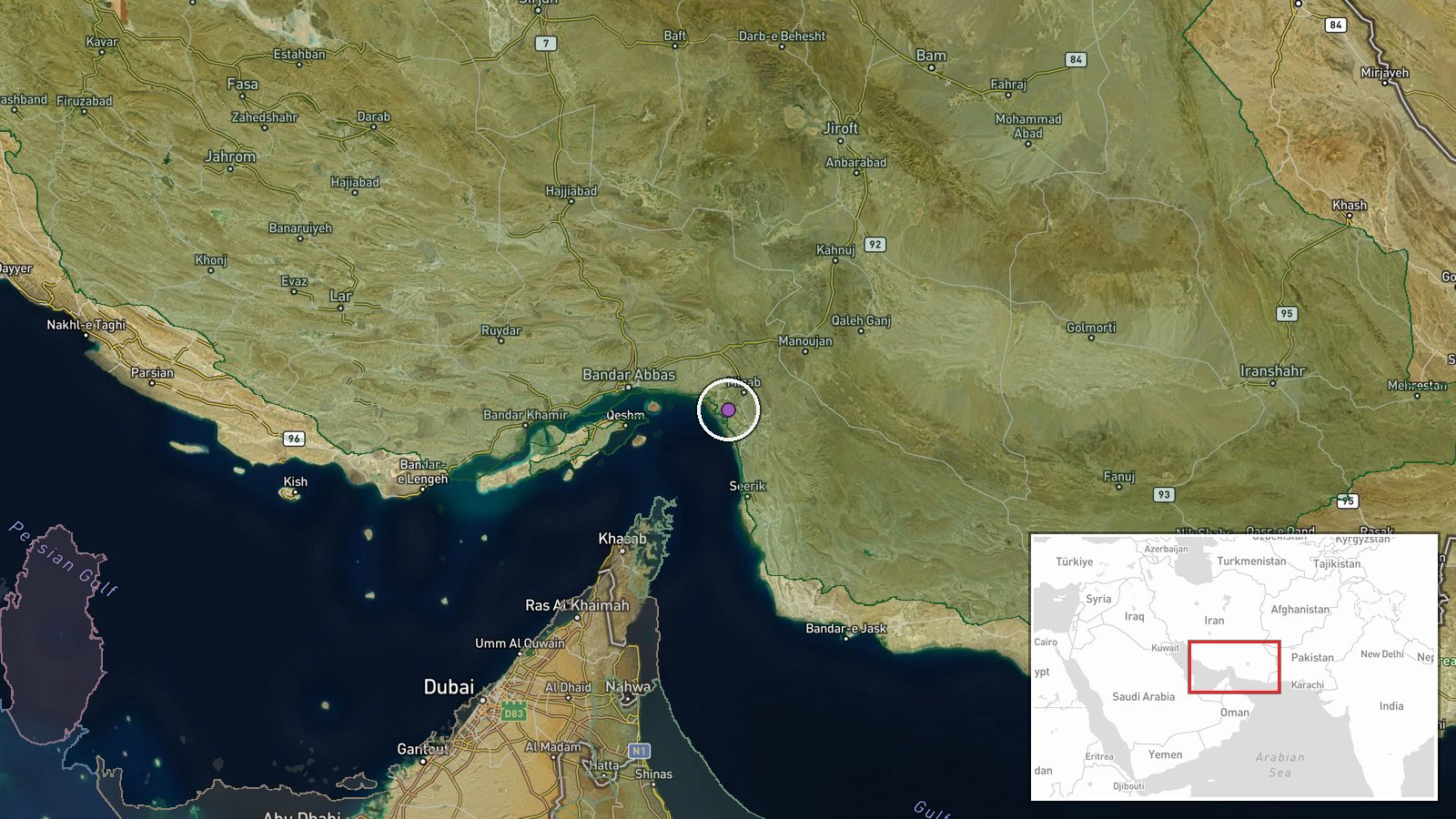 Kuhestak, Hormozgan Province, Iran — Ballistic Missile location map