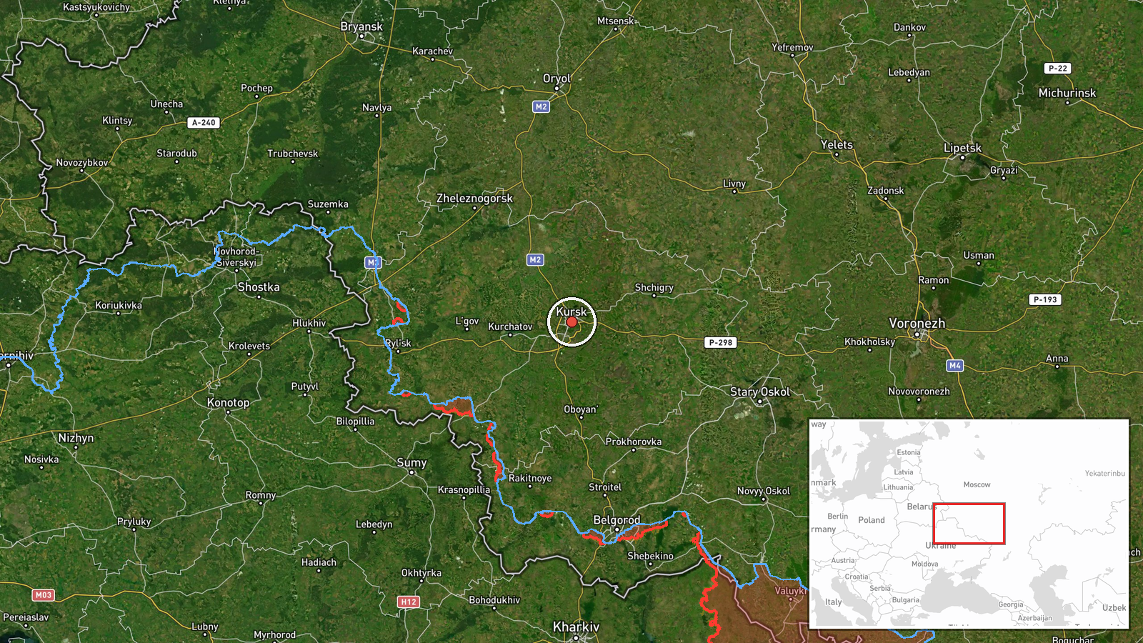 near Kursk, Kursk Oblast, Russia — Aircraft Shootdown location map