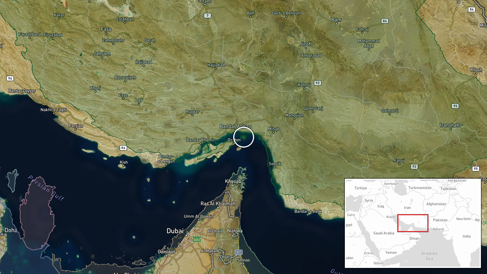 Strait of Hormuz, Persian Gulf — Security location map