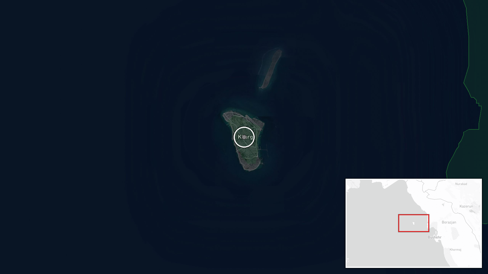 Kharg Island, Persian Gulf, Iran — Explosion location map