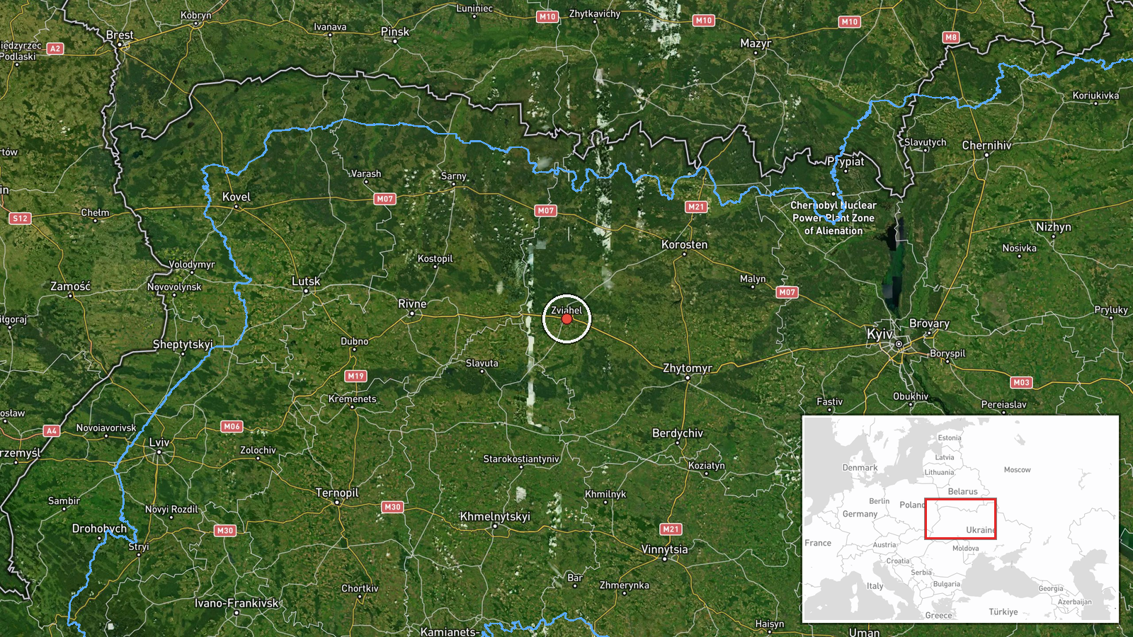 Zvyahel, Zhytomyr Oblast, Ukraine — UAS Strike location map