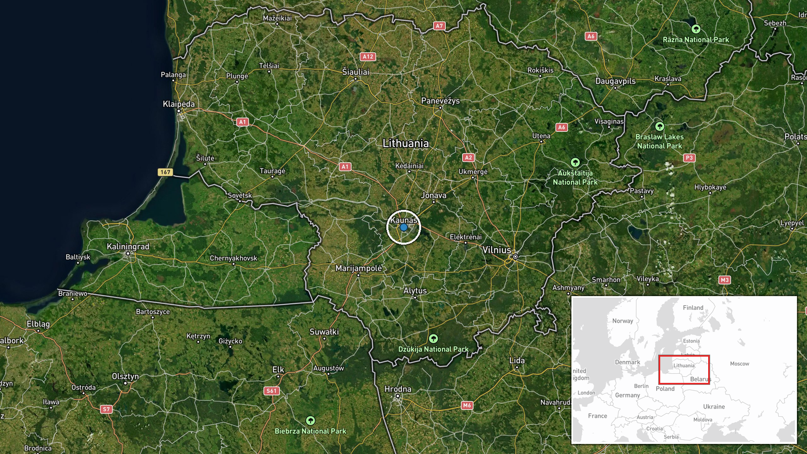 Kaunas, Kaunas County, Lithuania — Drone Shootdown location map