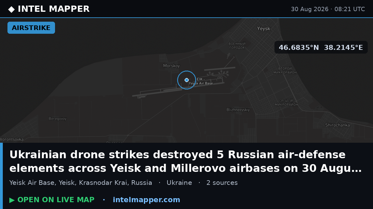 Yeisk Air Base, Yeisk, Krasnodar Krai, Russia — Airstrike location map