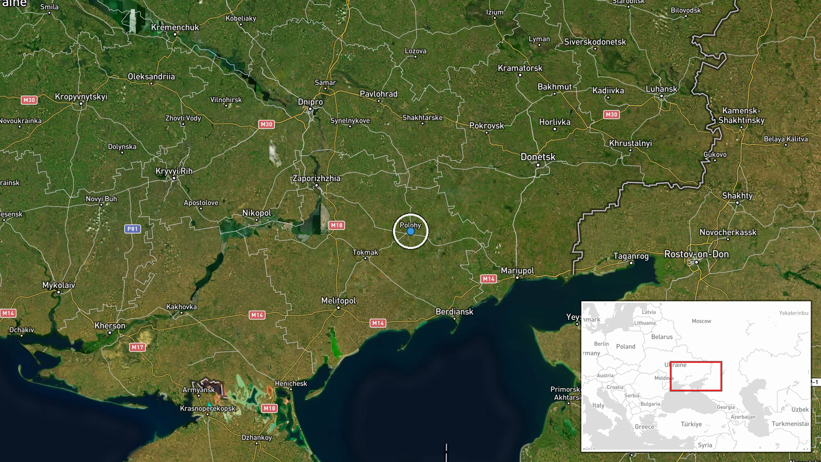 Pologi, Zaporizhzhia Oblast, Ukraine — UAS Strike location map
