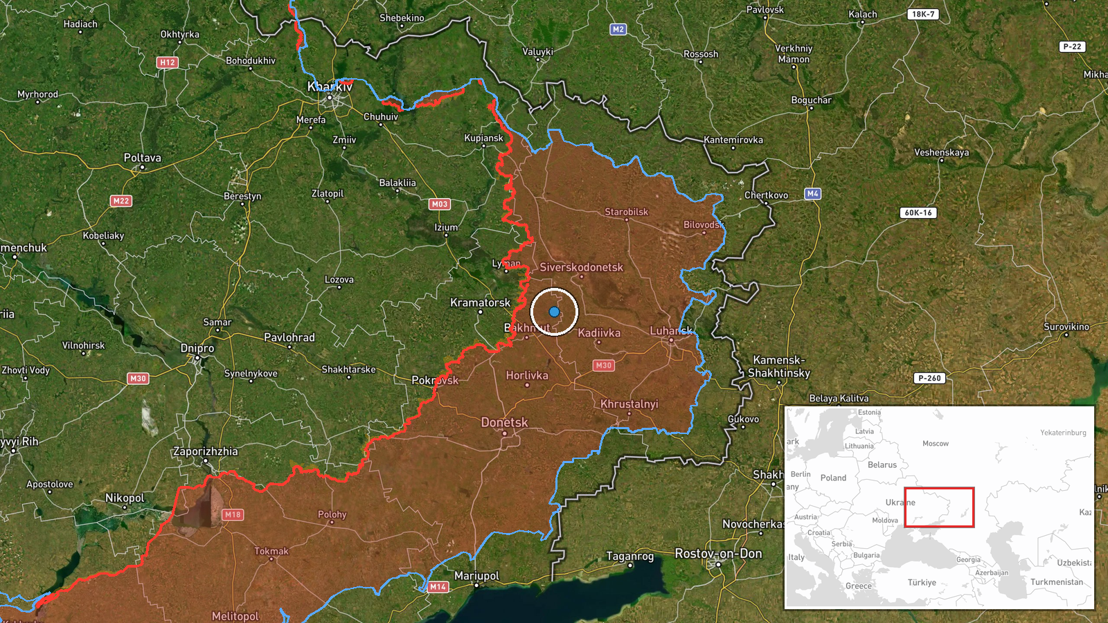 Nyzhnii Naholchyk, Luhansk Oblast, Ukraine — Security location map