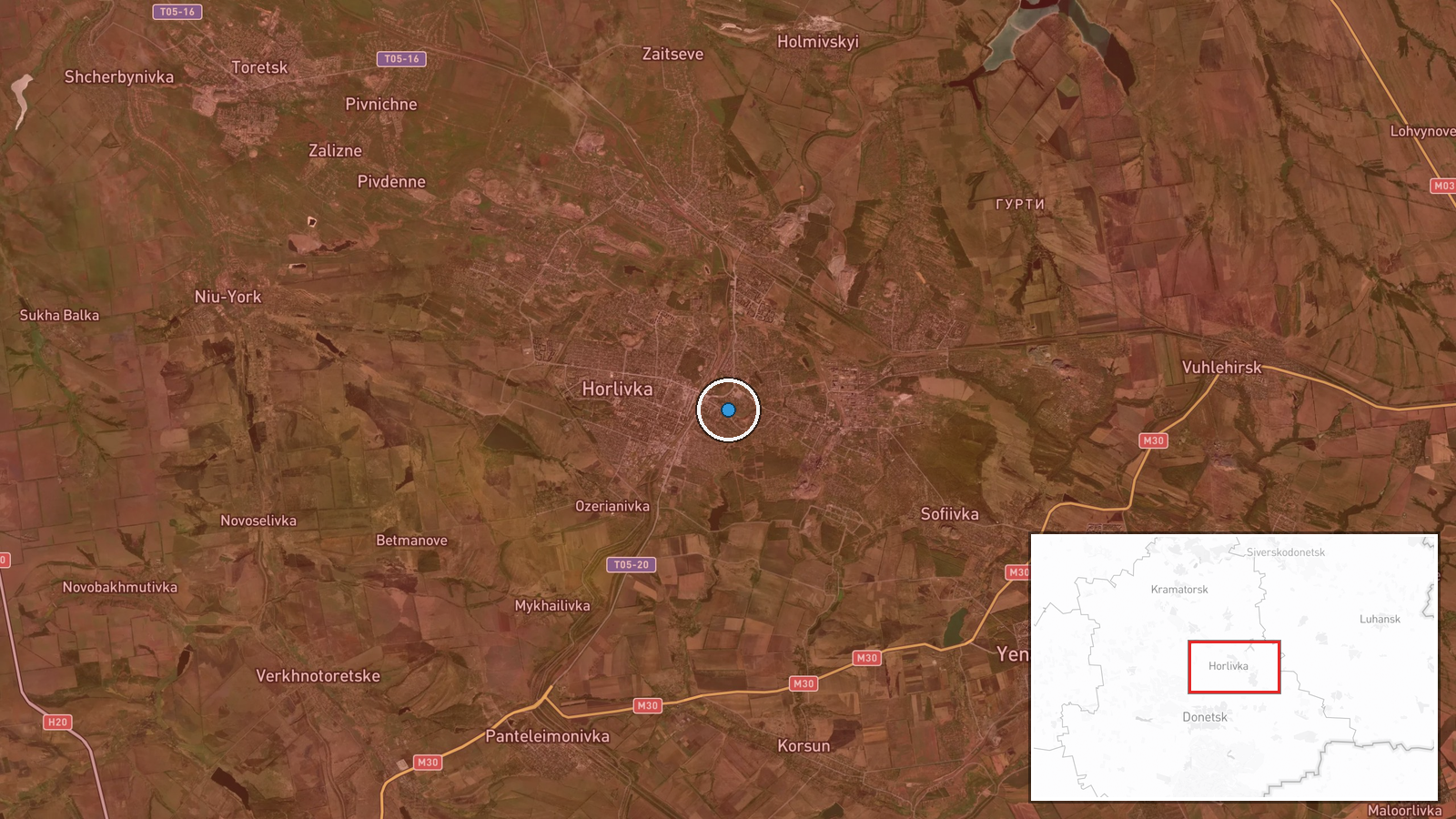 Horlivka, Donetsk Oblast, Ukraine — UAS Strike location map