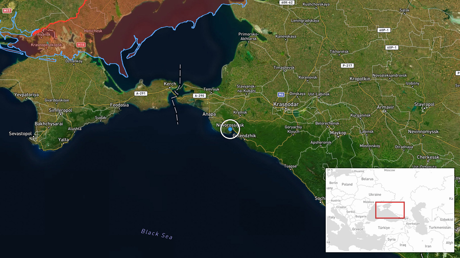 Novorossiysk, Krasnodar Krai, Russia — Naval location map