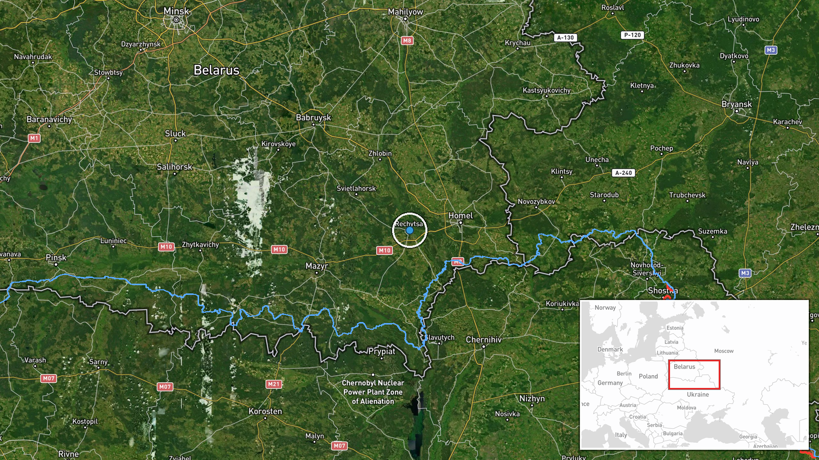 Rechitsa, Gomel Oblast, Belarus — UAS Strike location map