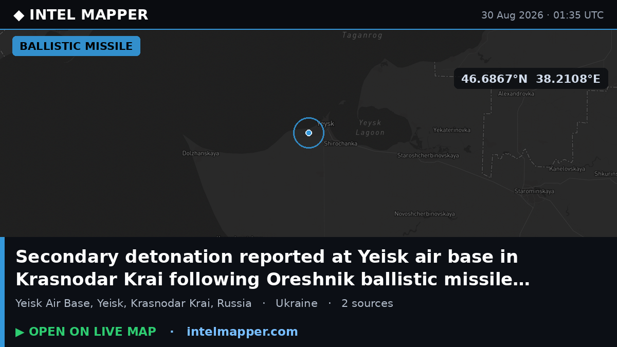 Yeisk Air Base, Yeisk, Krasnodar Krai, Russia — Ballistic Missile location map