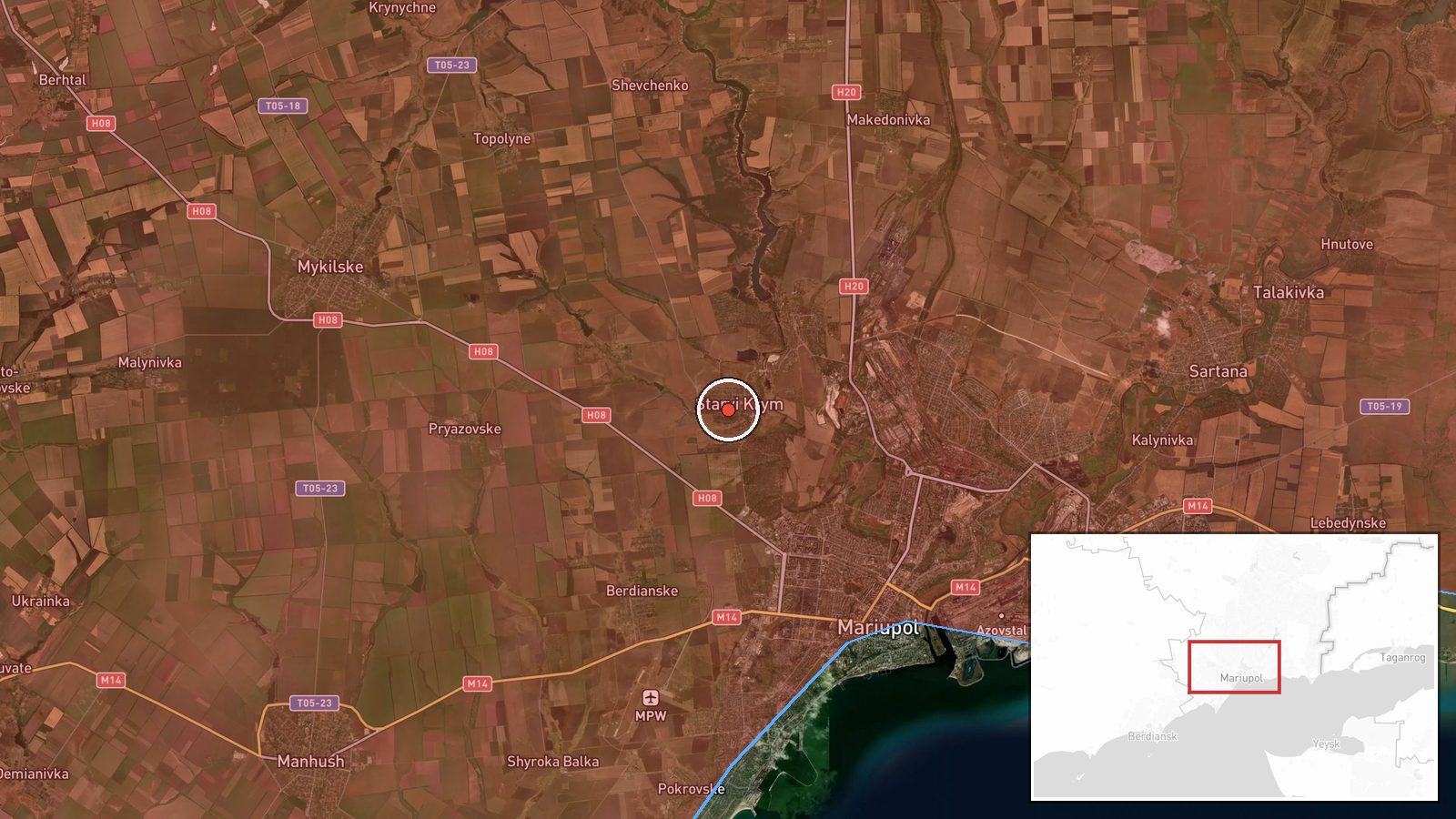 Galaktyka Shopping Mall, Mariupol, Donetsk Oblast, Ukraine — UAS Strike location map