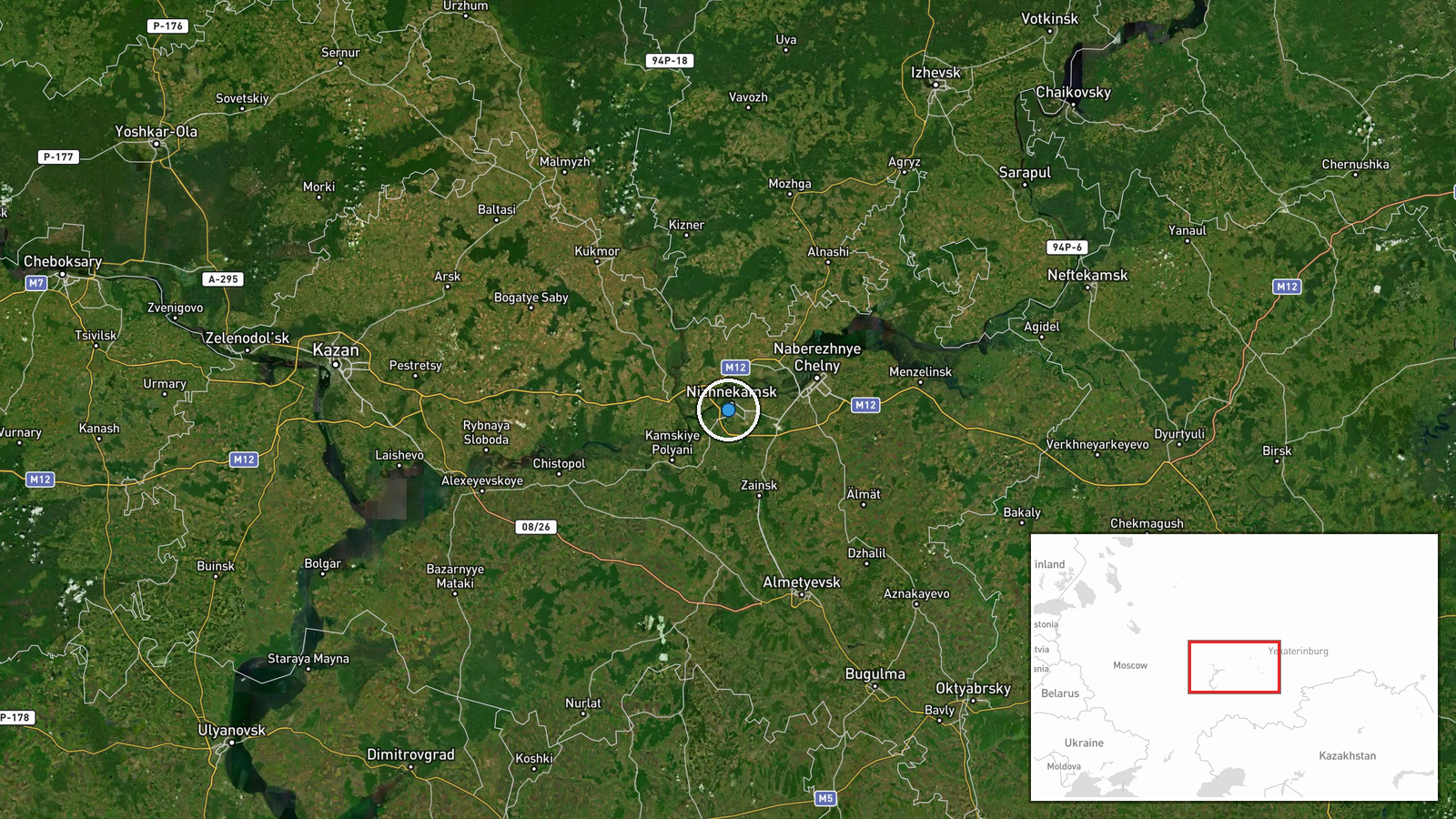 Nizhnekamsk, Republic of Tatarstan, Russia — Ballistic Missile location map