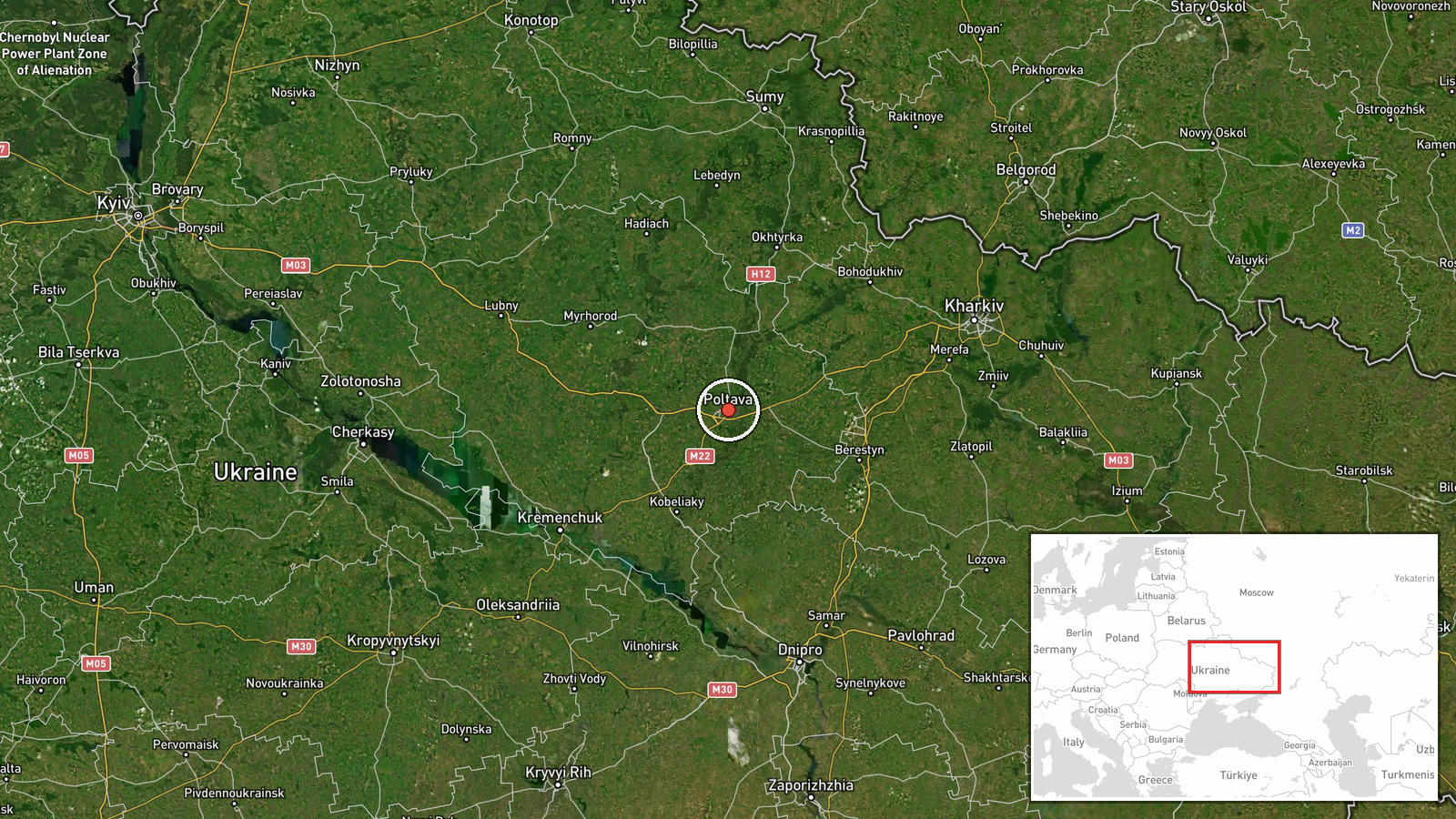 Kozelivka, Poltava Oblast, Ukraine — Drone Transit location map