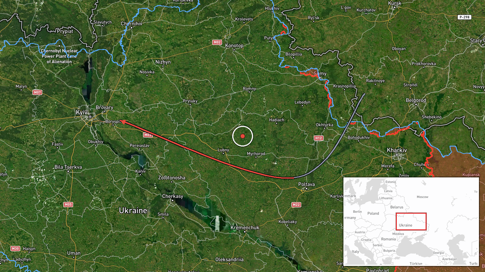 Kyiv and Kyiv Oblast, Ukraine — Drone Transit location map