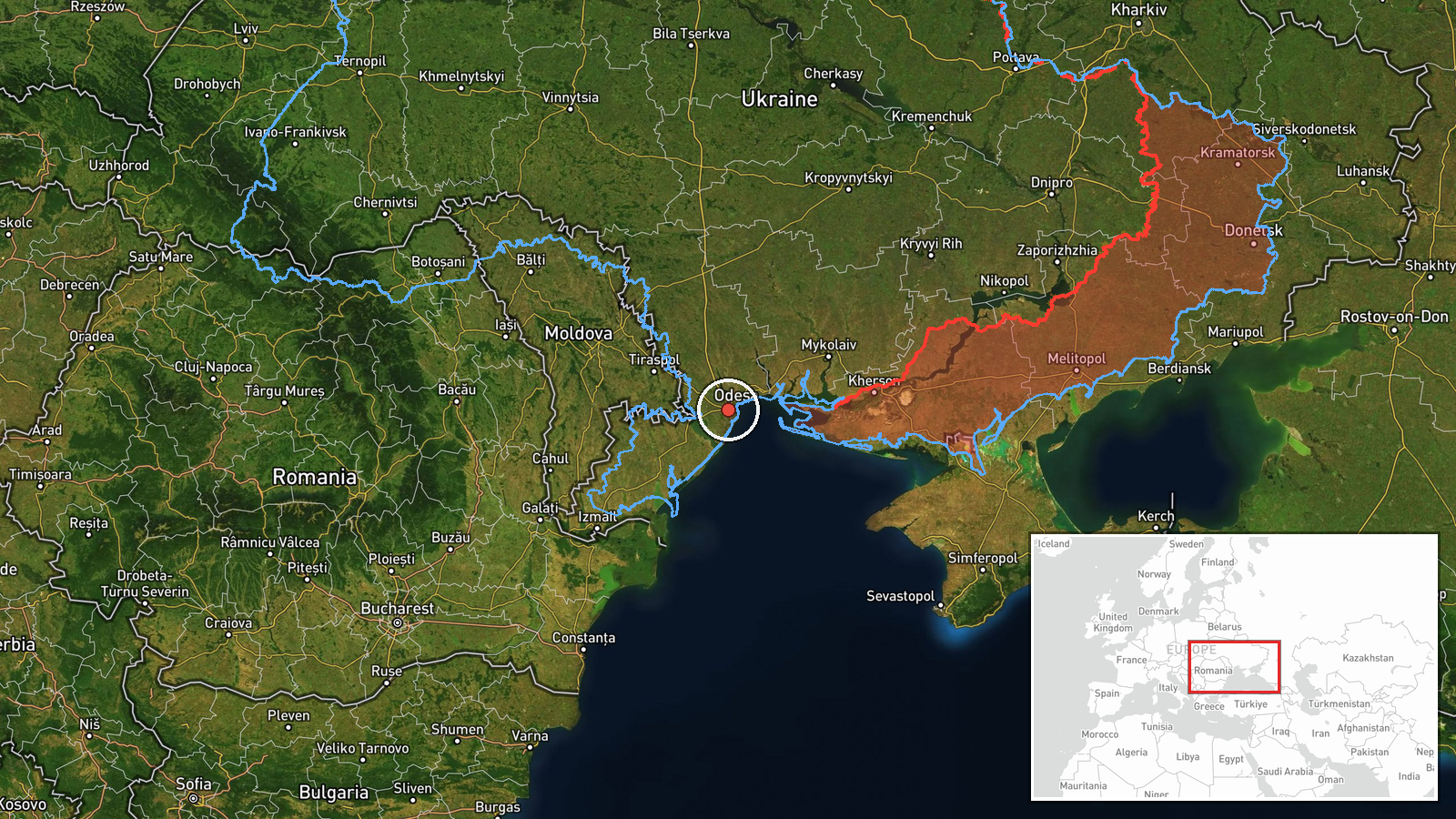 Black Sea, off Odesa coast, Odesa Oblast, Ukraine — Drone Transit location map