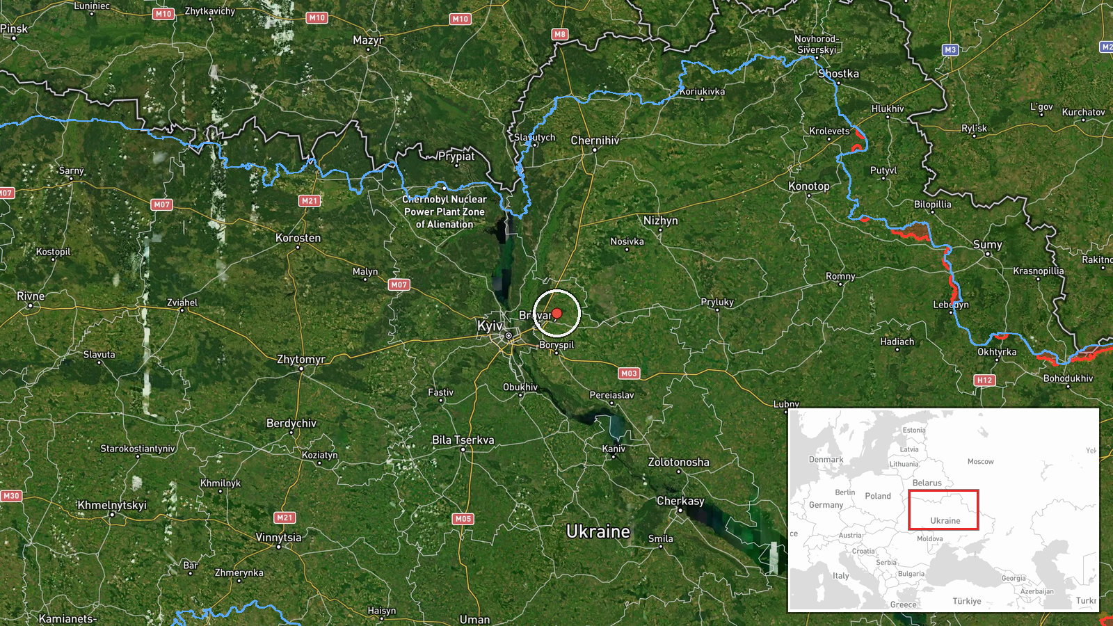 Kyiv Oblast, Ukraine — Drone Transit location map