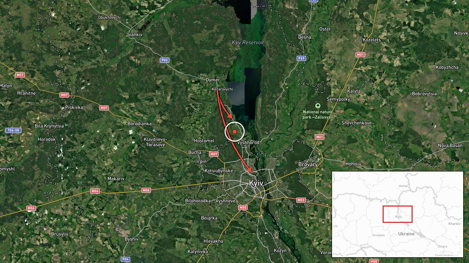 Vyshhorod, Kyiv Oblast, Ukraine — Drone Transit location map