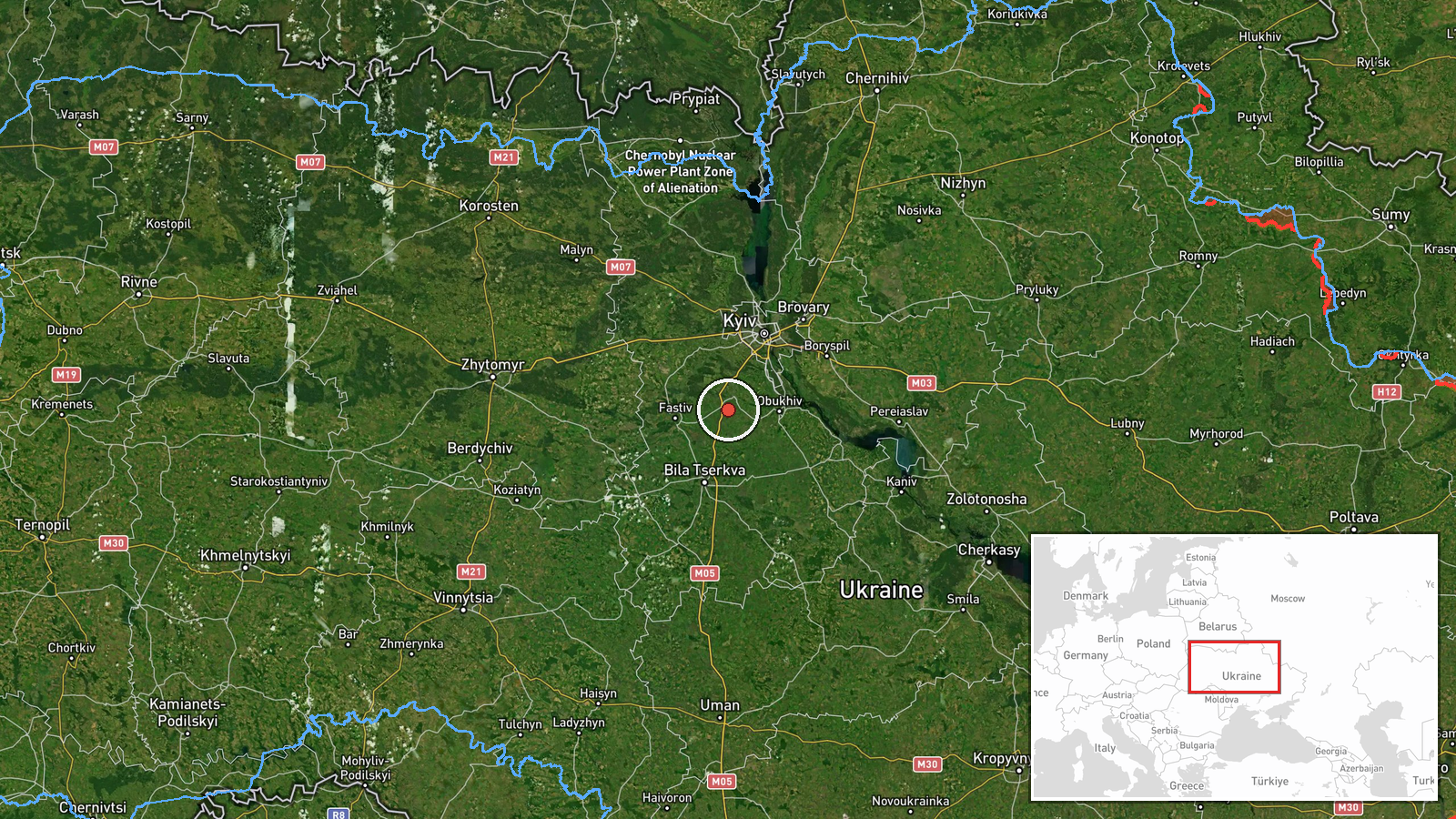 Bilotserky District, Kyiv Oblast, Ukraine — Cruise Missile location map