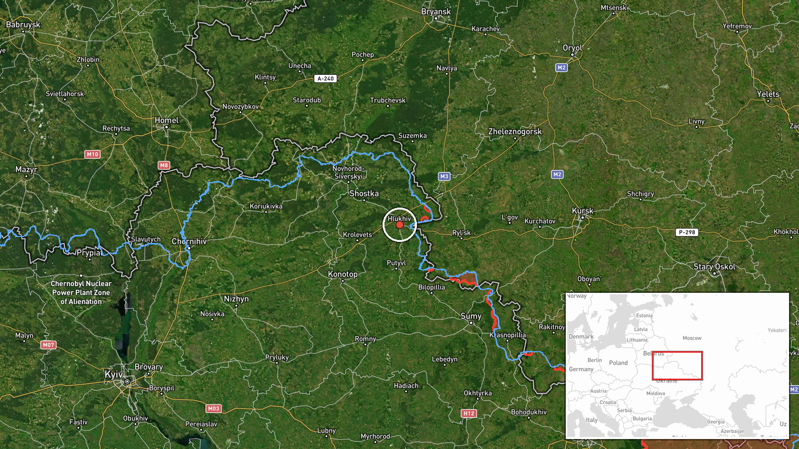 Glukhiv, Sumy Oblast, Ukraine — Drone Transit location map