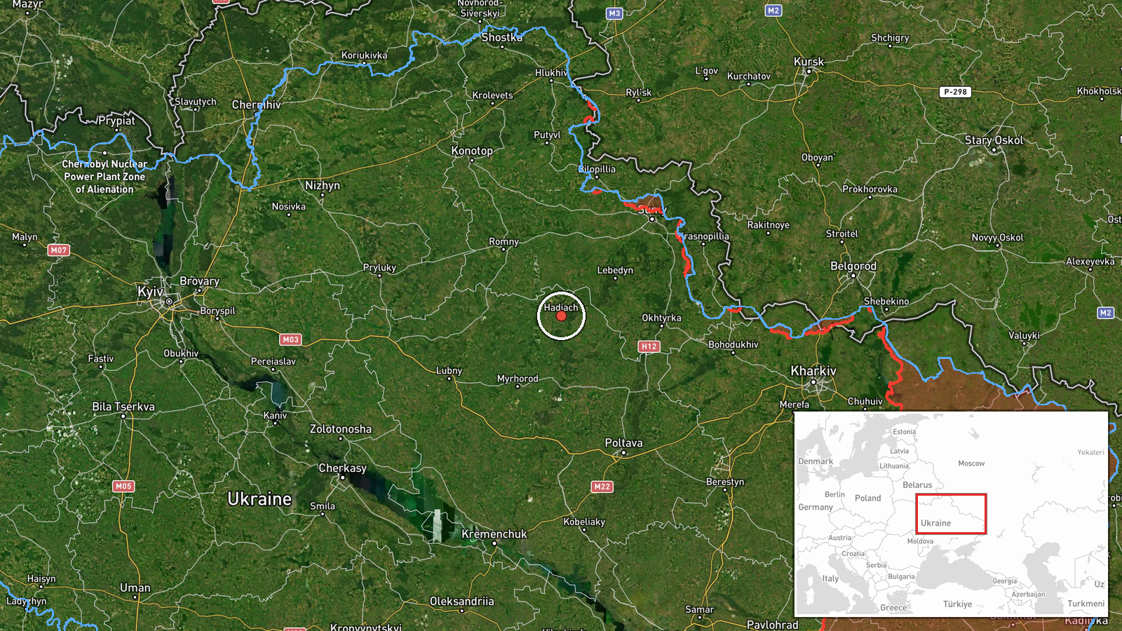 Hadyach, Poltava Oblast, Ukraine — Drone Transit location map