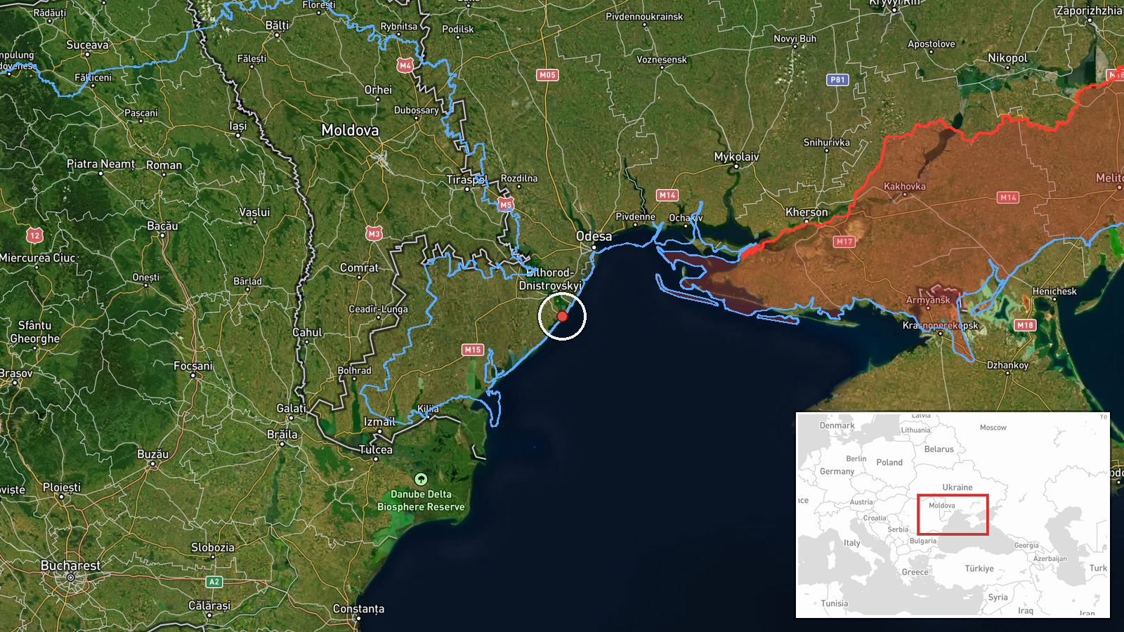 Zatoka, Odesa Oblast, Ukraine — Ballistic Missile location map