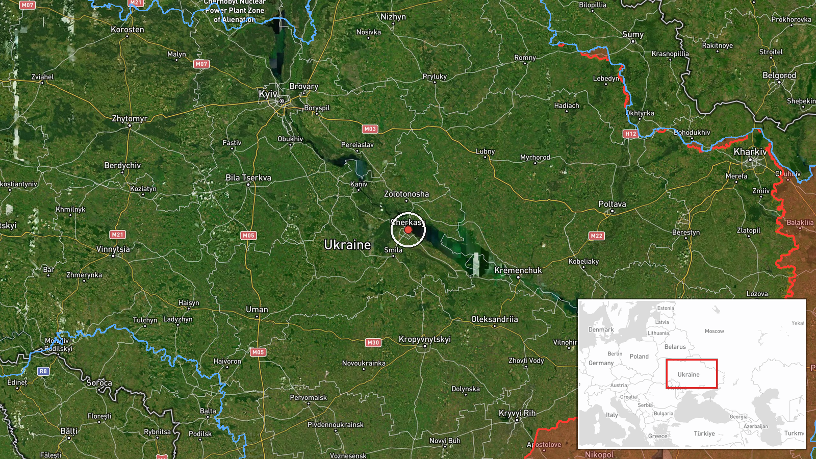 Cherkasy, Cherkasy Oblast, Ukraine — Drone Transit location map