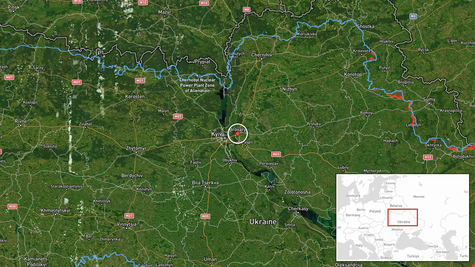Brovary, Kyiv Oblast, Ukraine — Drone Transit location map
