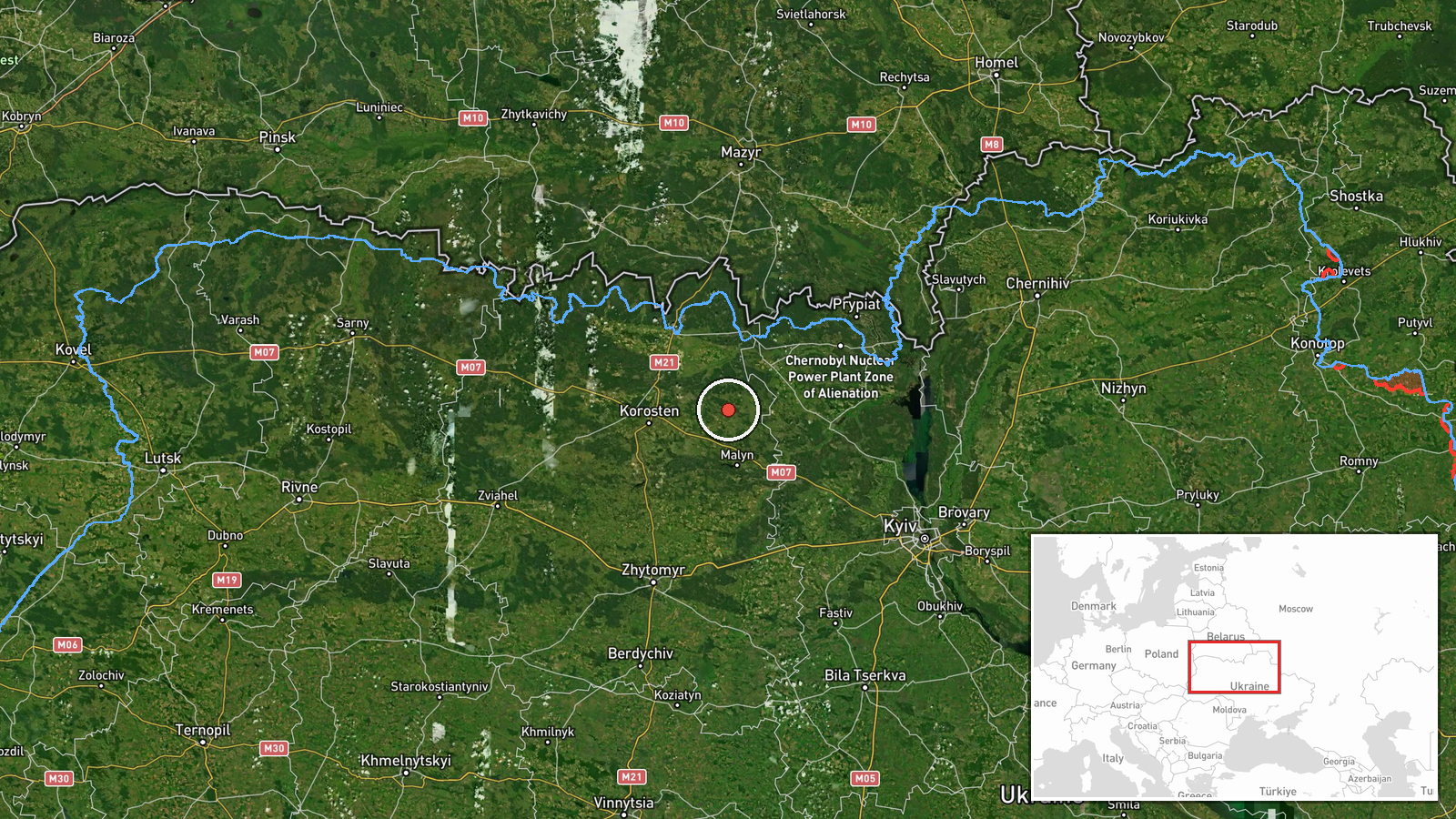 Malynsk, Zhytomyr Oblast, Ukraine — Drone Transit location map