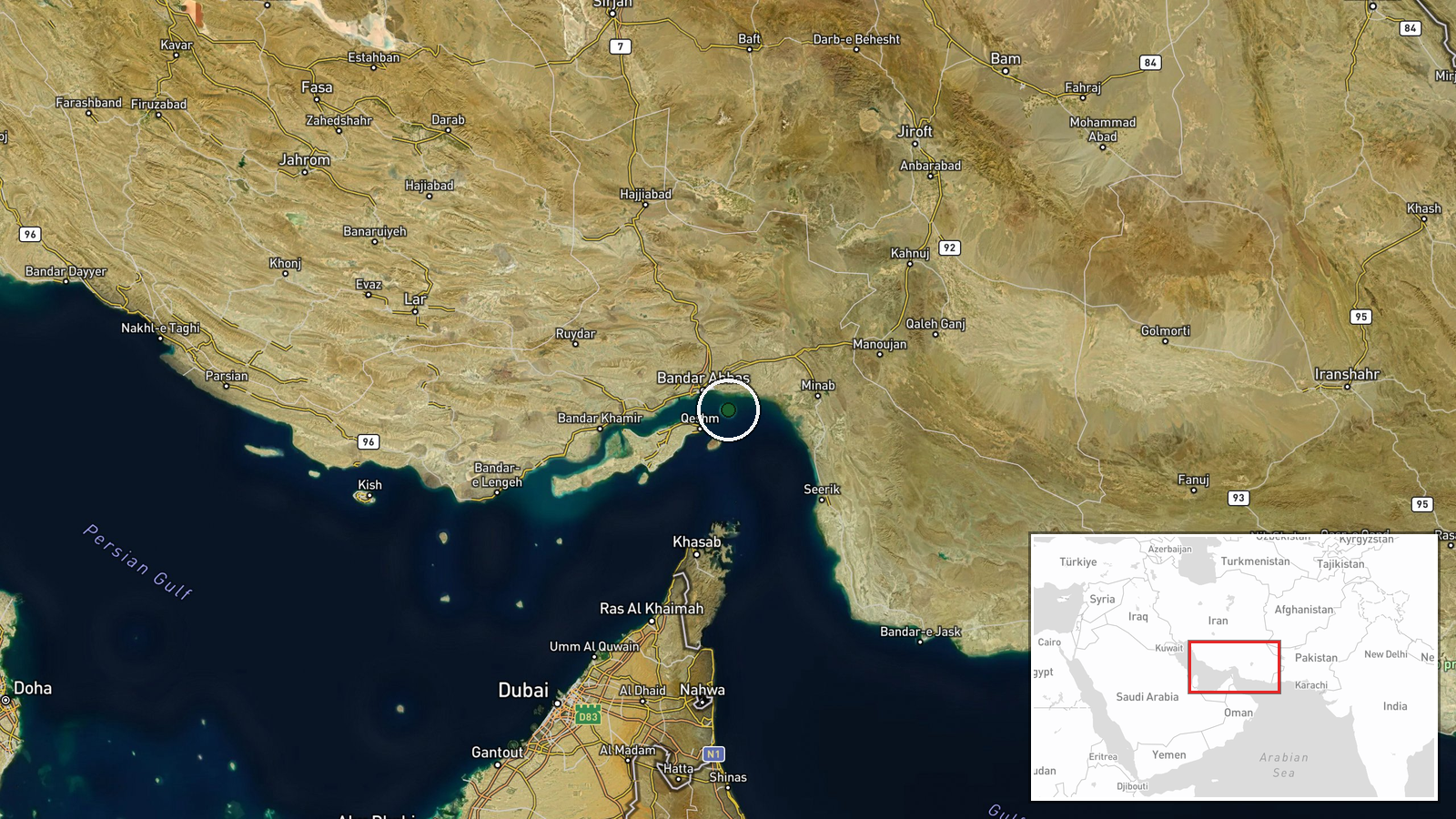 Strait of Hormuz, Persian Gulf — Air Defense location map
