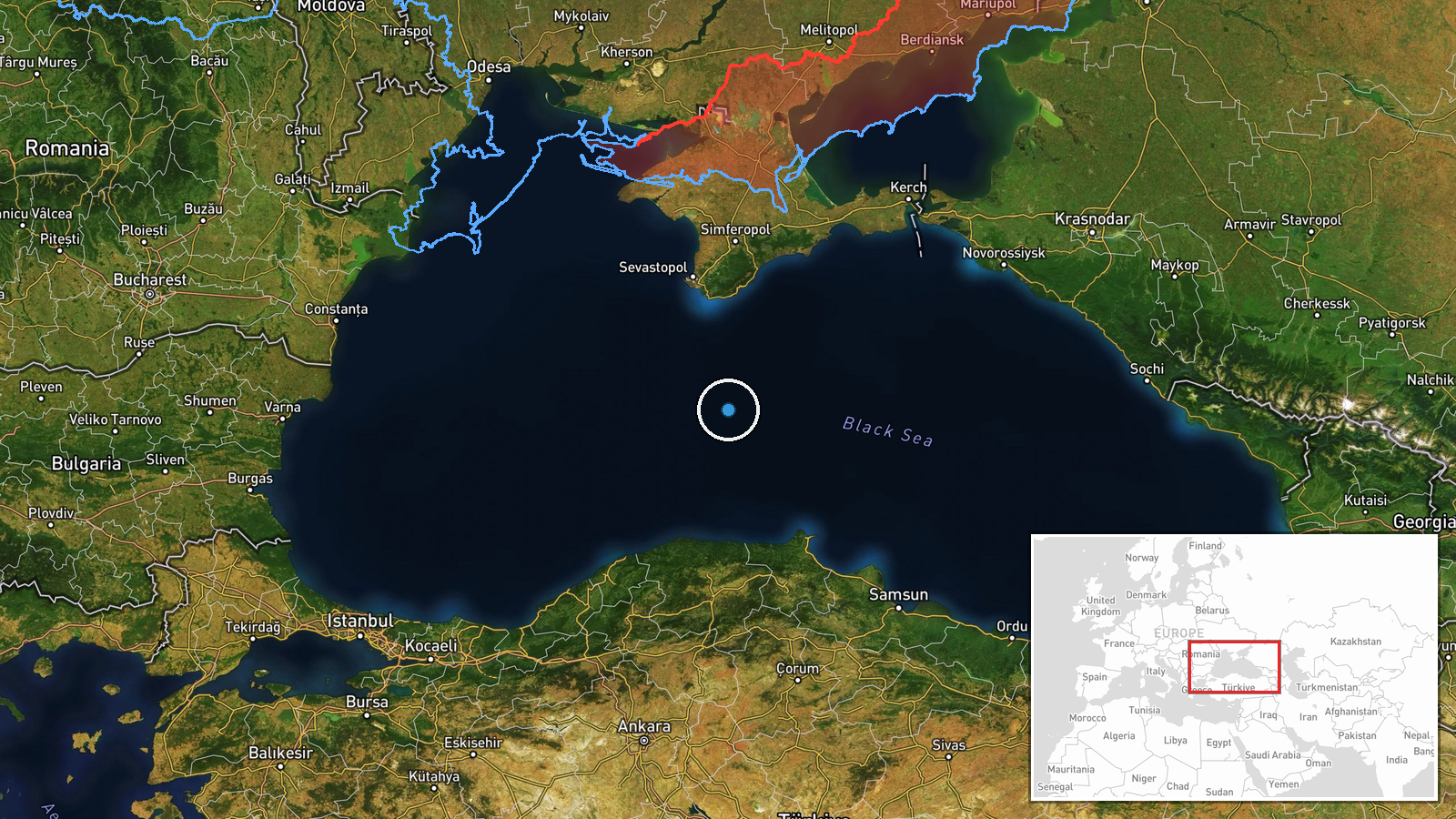 Black Sea, off Russian coast — UAS Strike location map