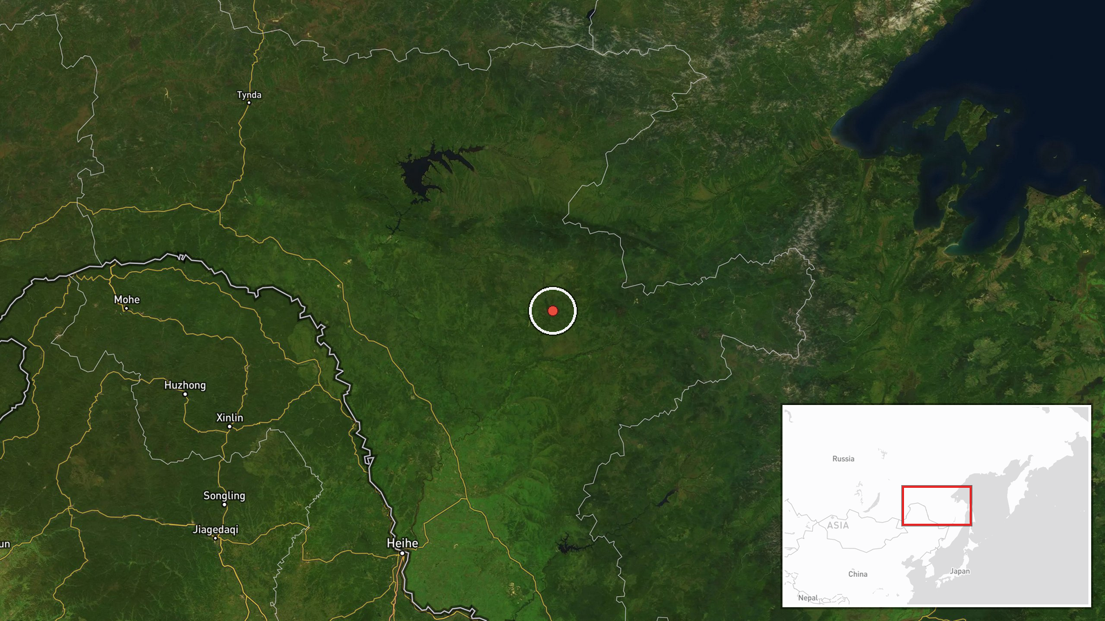 Amur Oblast, Russia — Aircraft Shootdown location map