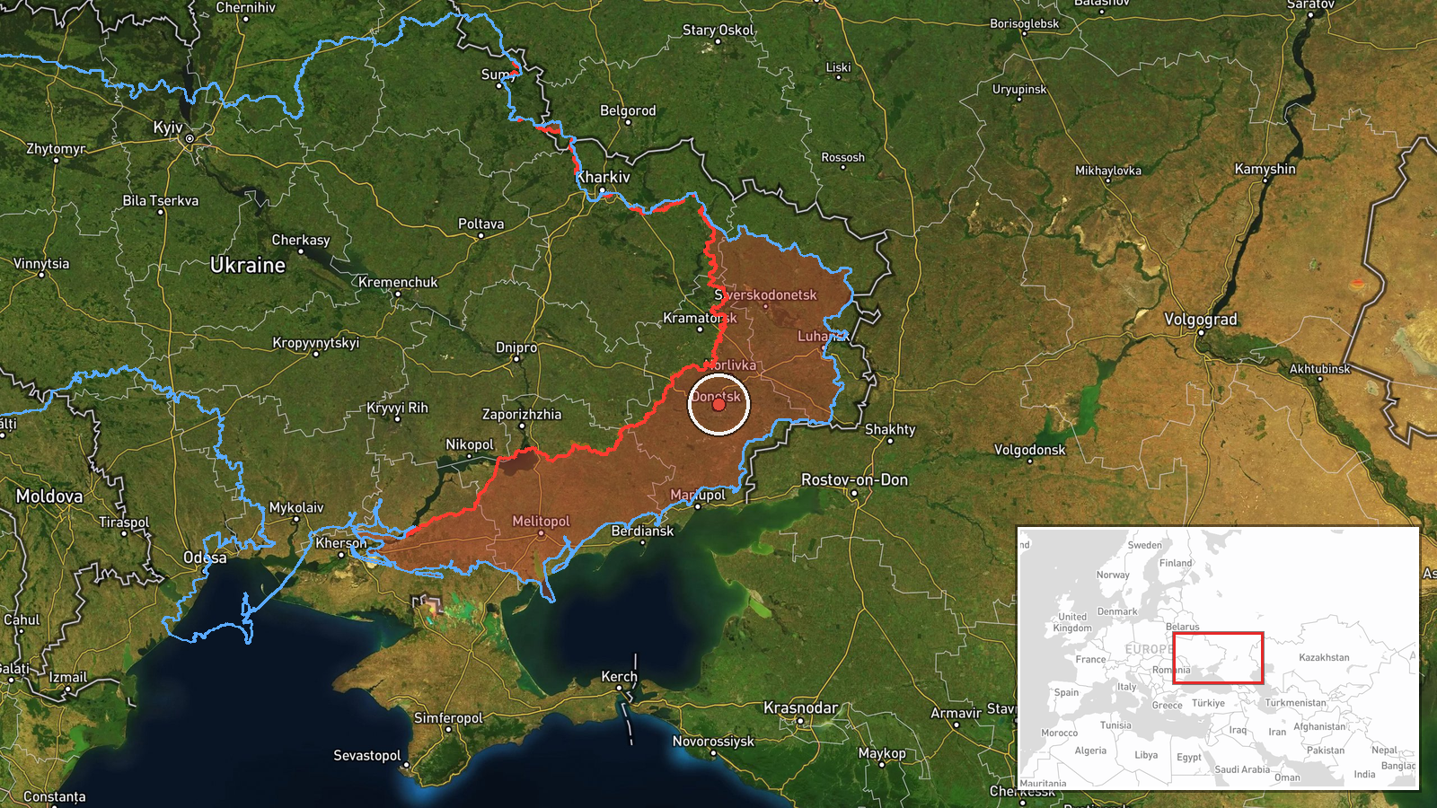 Donetsk Oblast, Ukraine — Airstrike location map